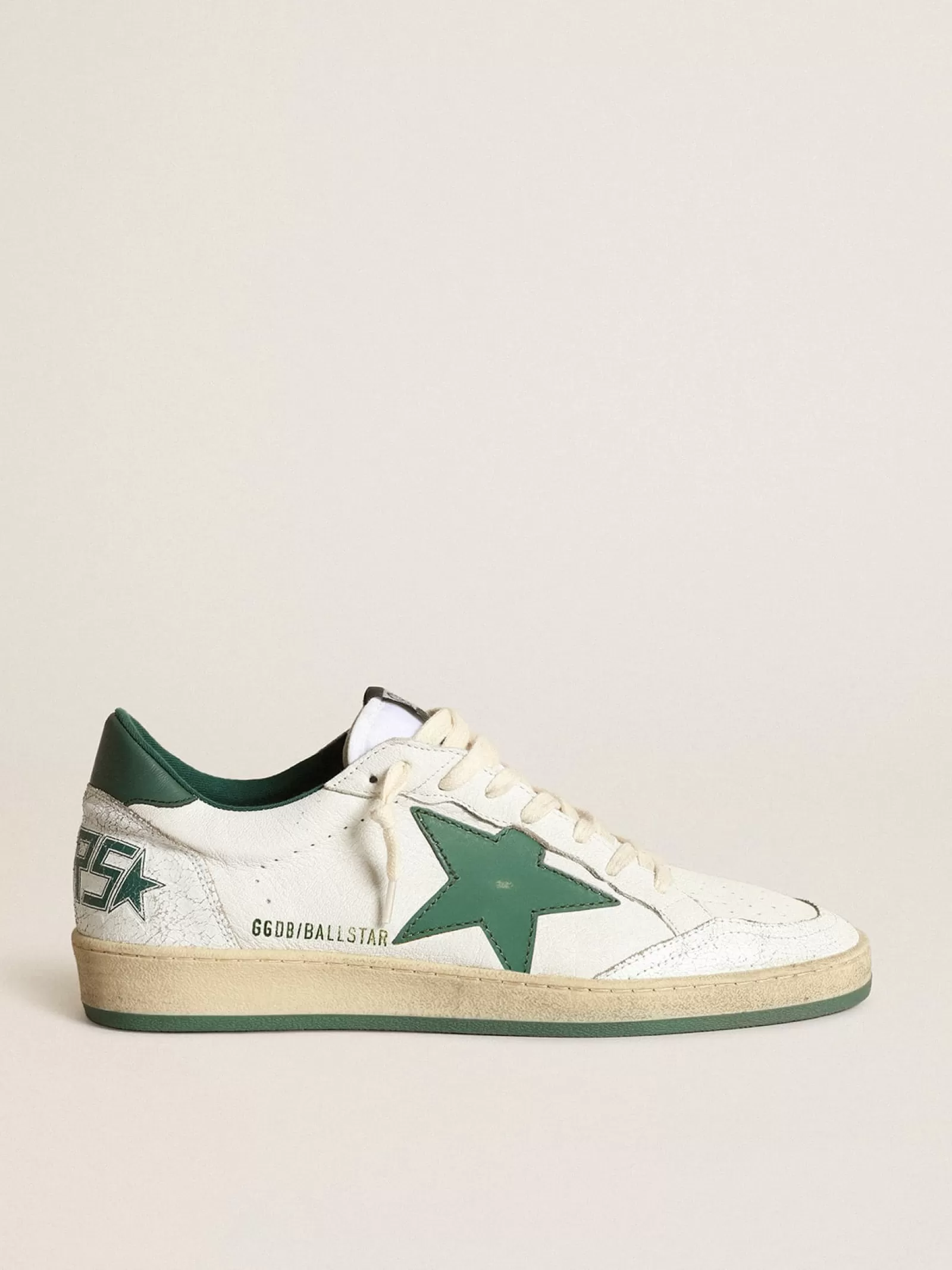 Ball Star homme en nappa blanc avec étoile verte | Golden Goose Cheap