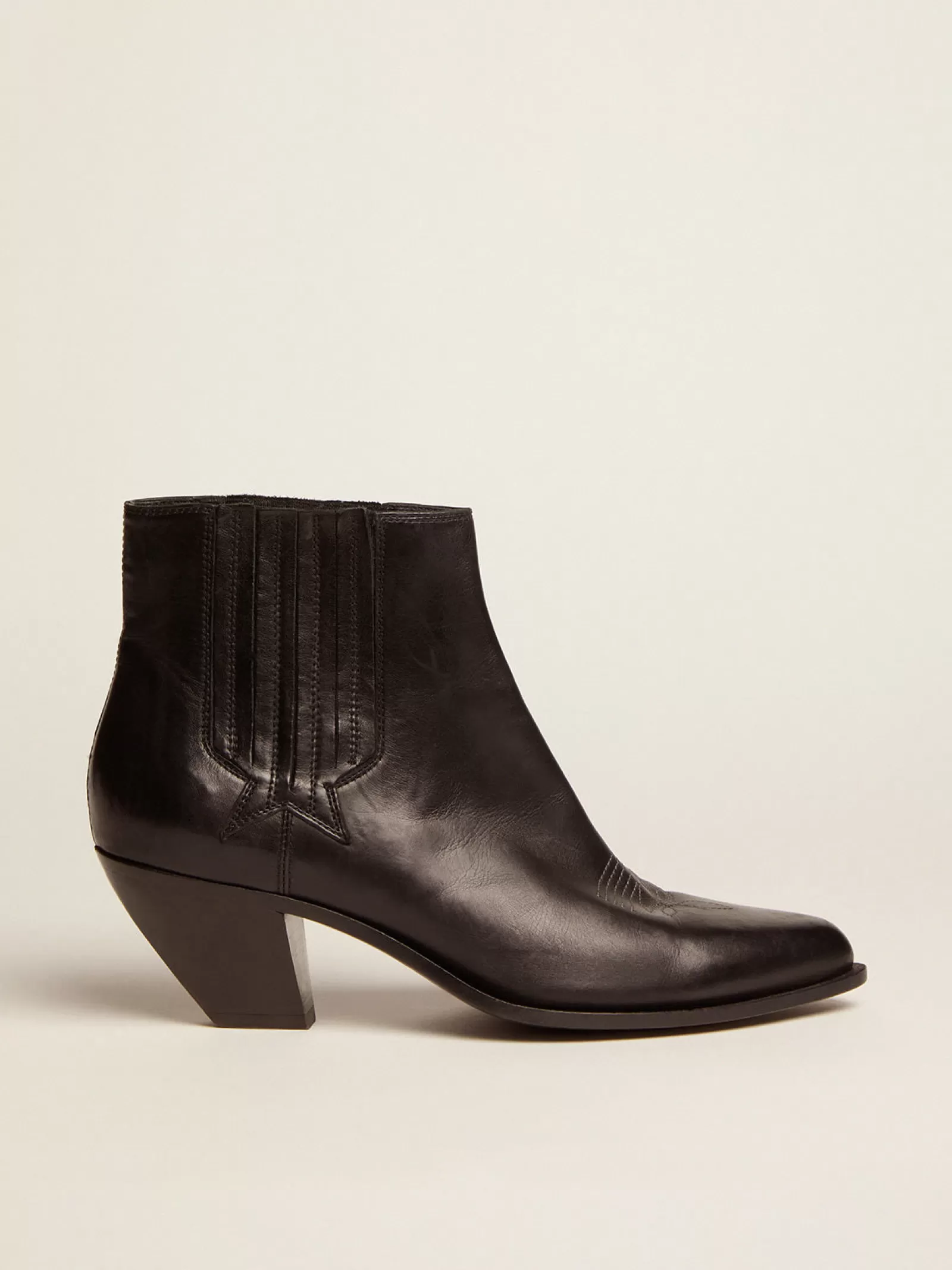 Bottines Sunset femme en cuir noir | Golden Goose Sale