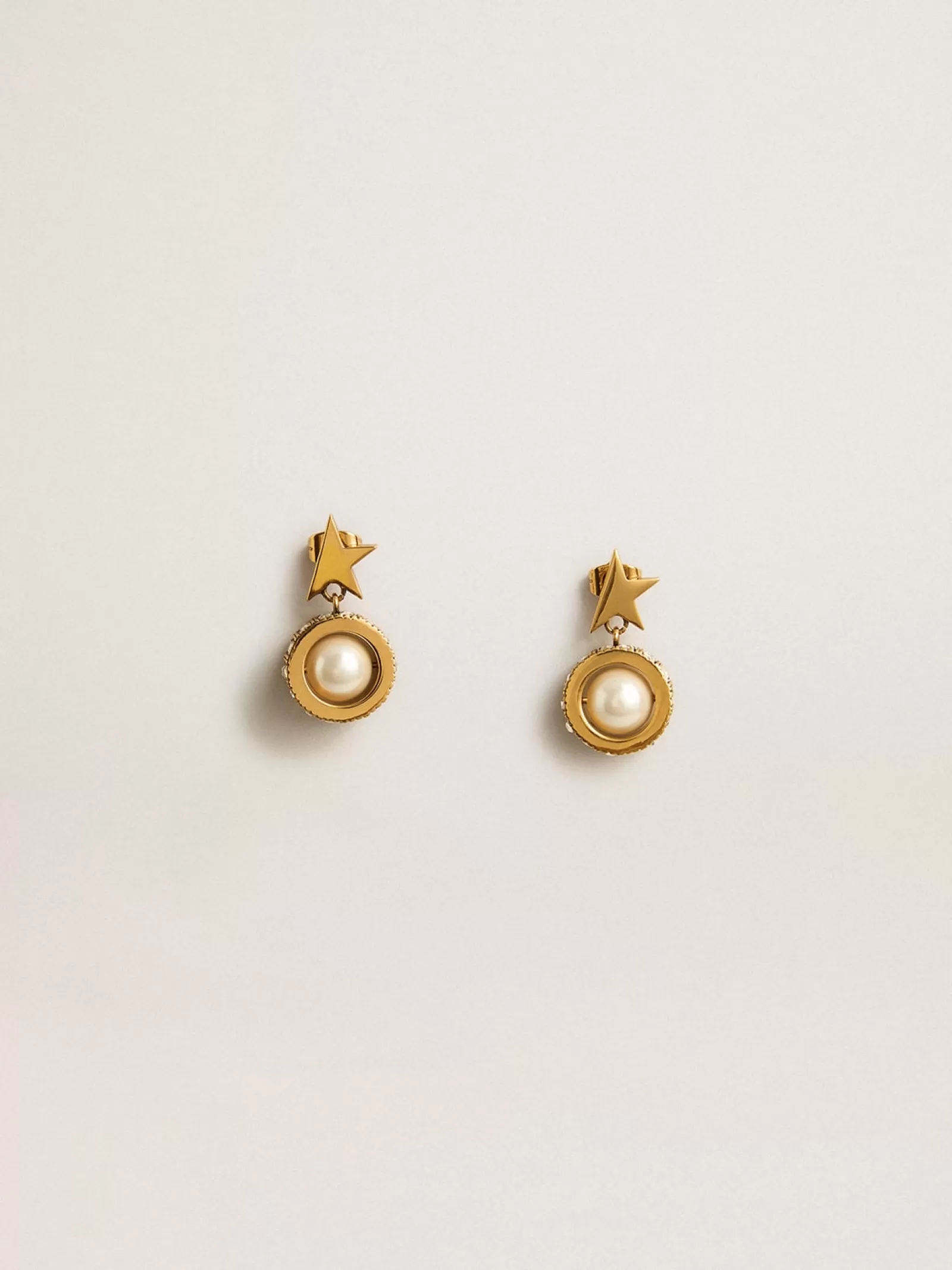 Boucles d’oreilles dorées avec étoile et perle | Golden Goose Hot