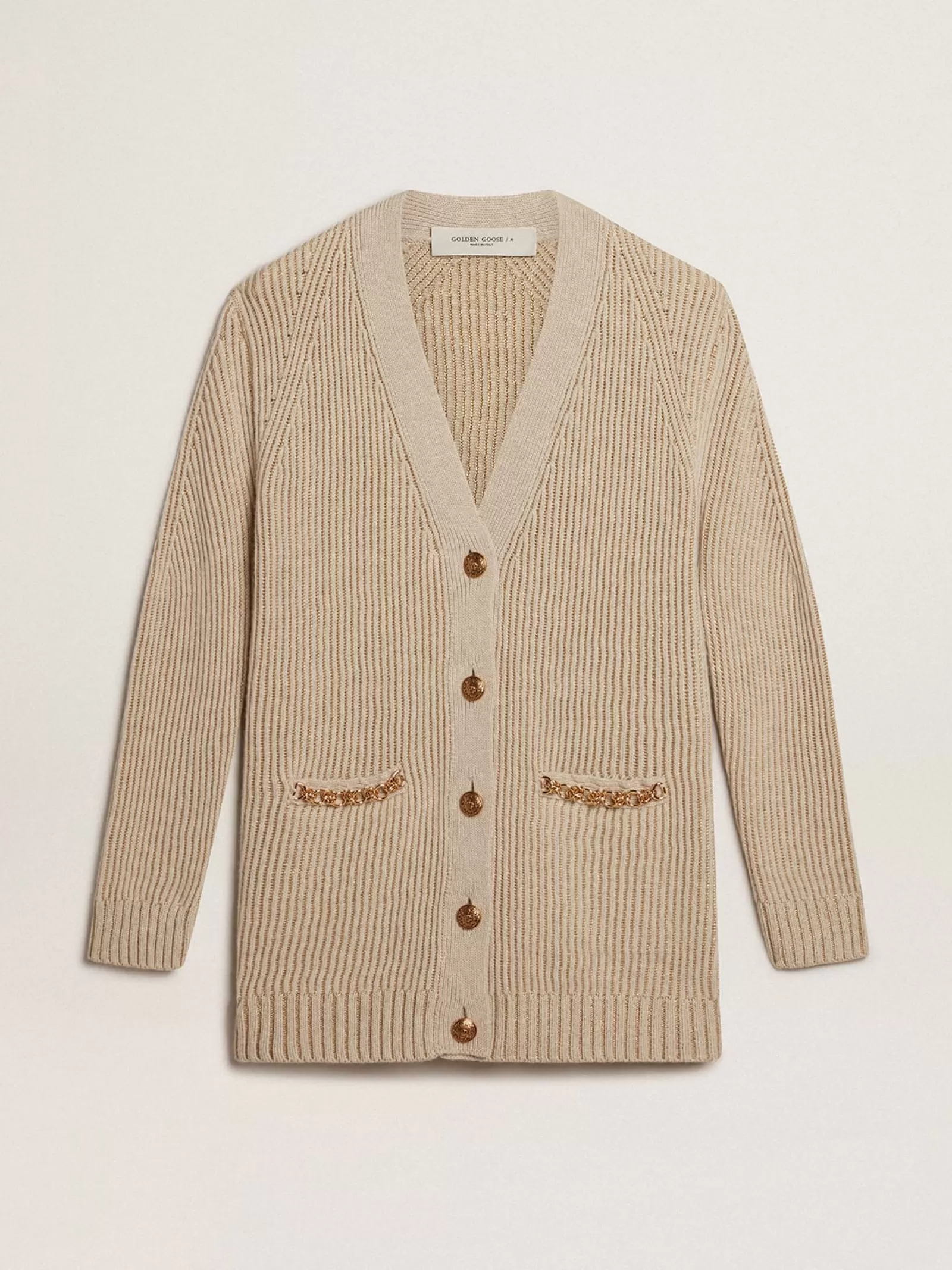 Cardigan en laine mélangée en côtes anglaises | Golden Goose Store