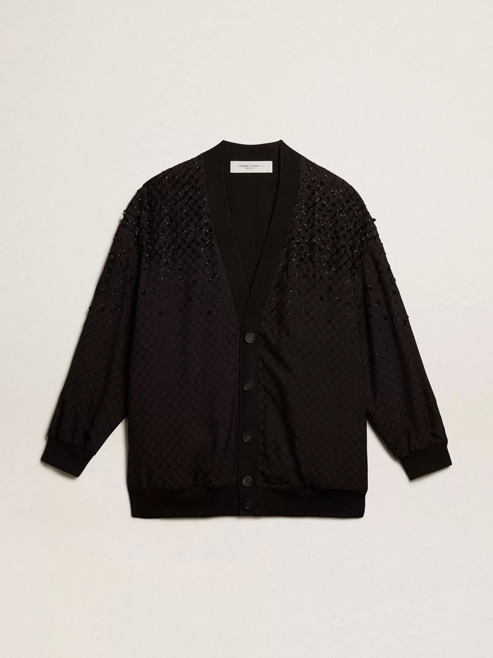 Cardigan noir femme avec broderie effet dégradé | Golden Goose Best