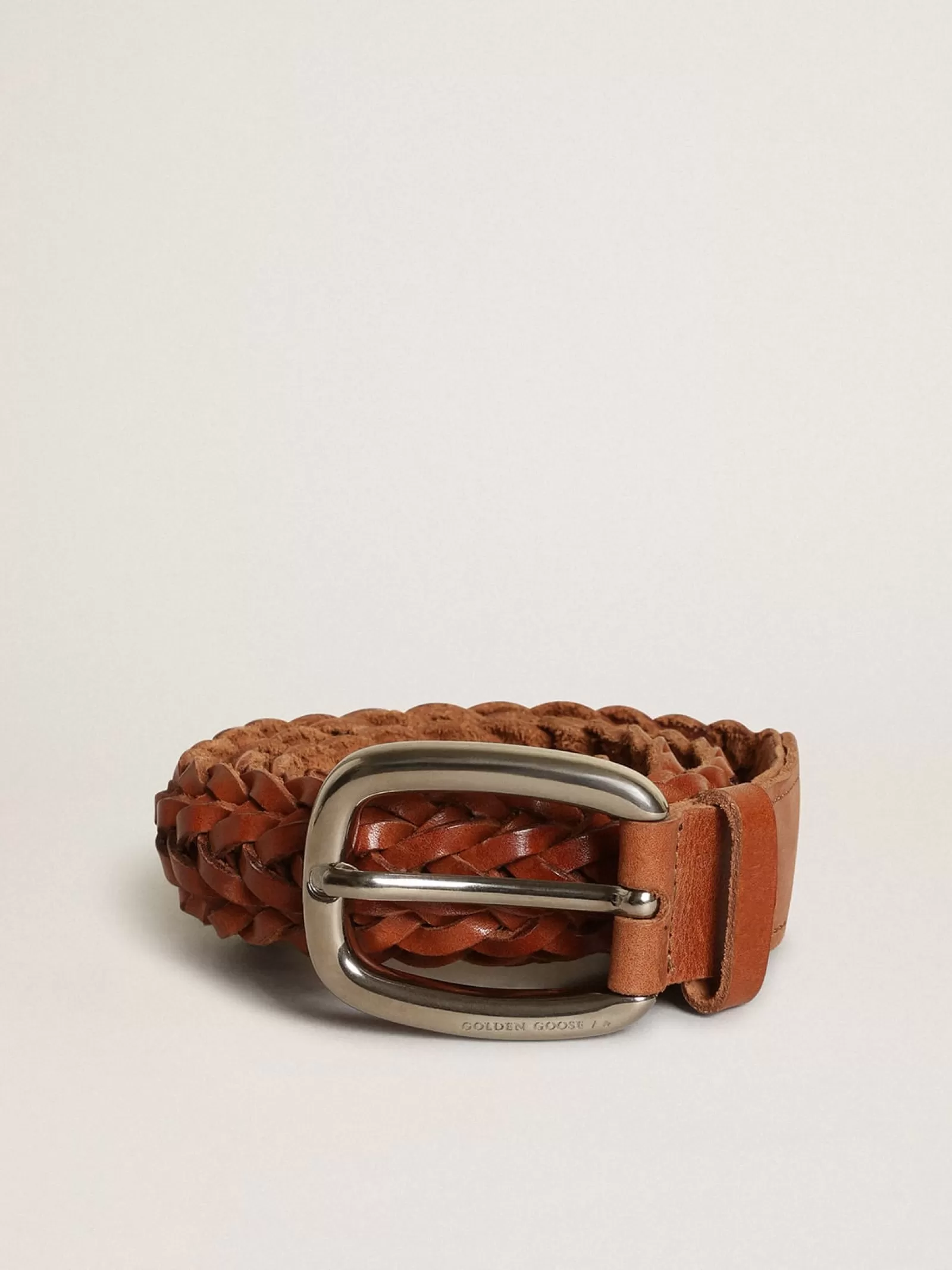 Ceinture Houston en cuir marron tressé | Golden Goose Outlet