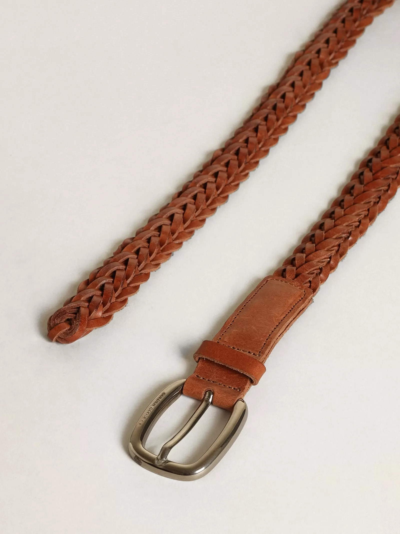 Ceinture Houston en cuir marron tressé | Golden Goose Outlet