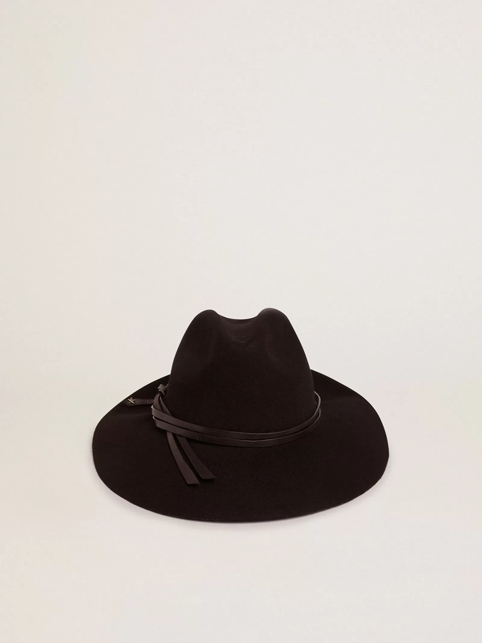 Chapeau noir avec bride en cuir | Golden Goose New