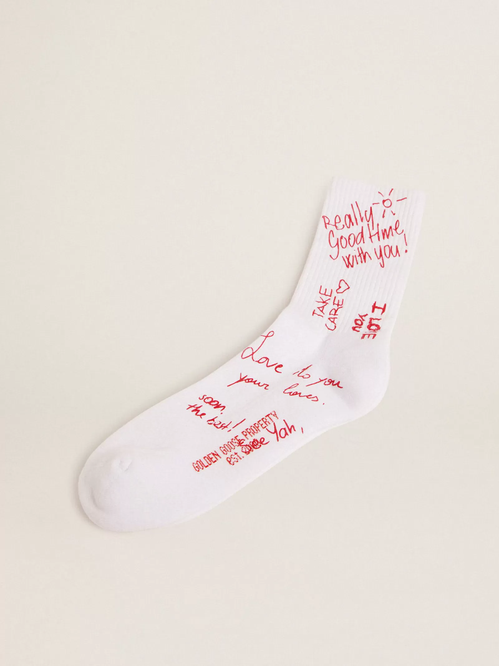 Chaussettes blanches avec inscription imprimée rouge | Golden Goose Best Sale