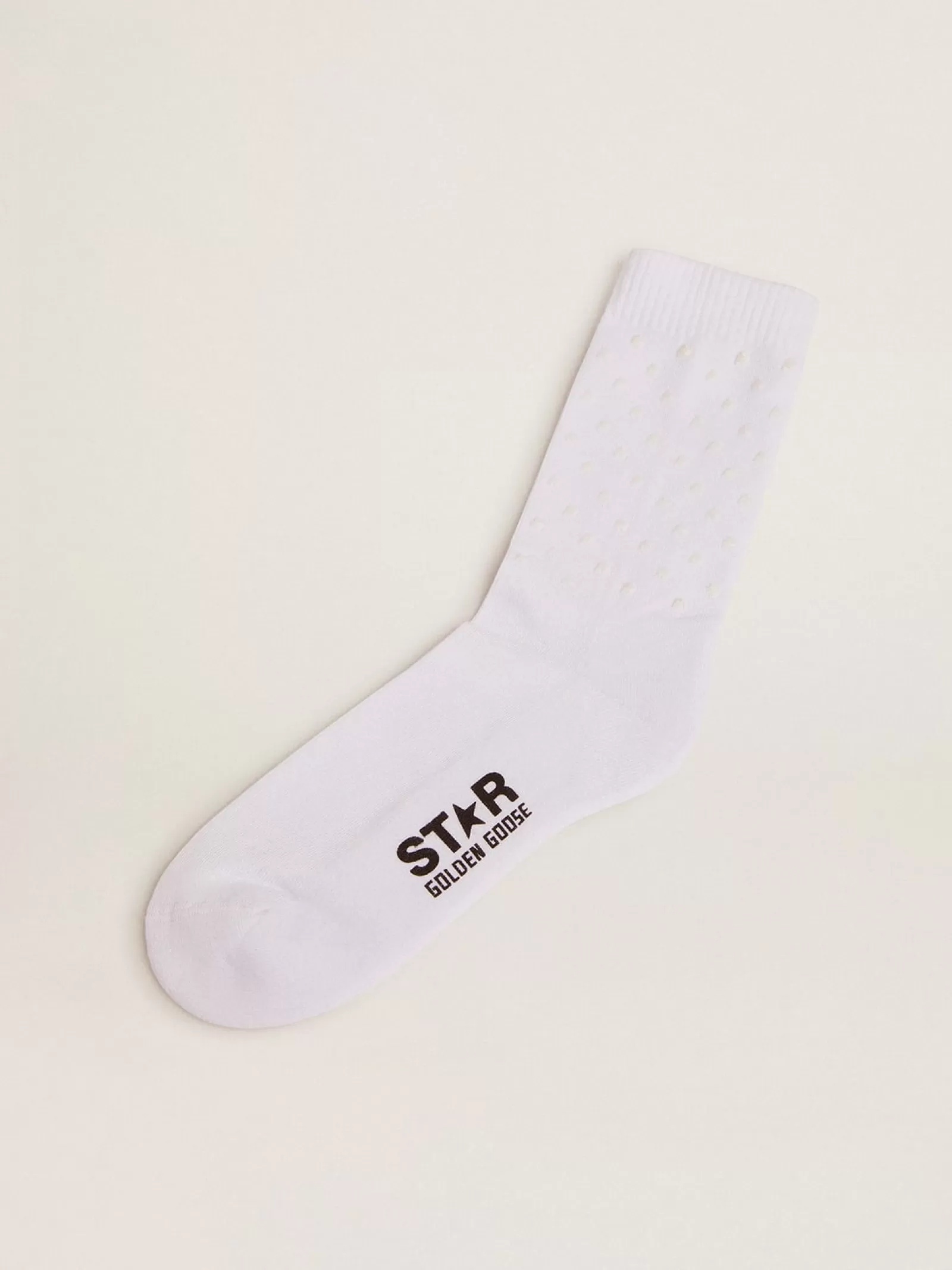 Chaussettes de couleur blanche avec étoiles en 3D et logo contrasté | Golden Goose Outlet