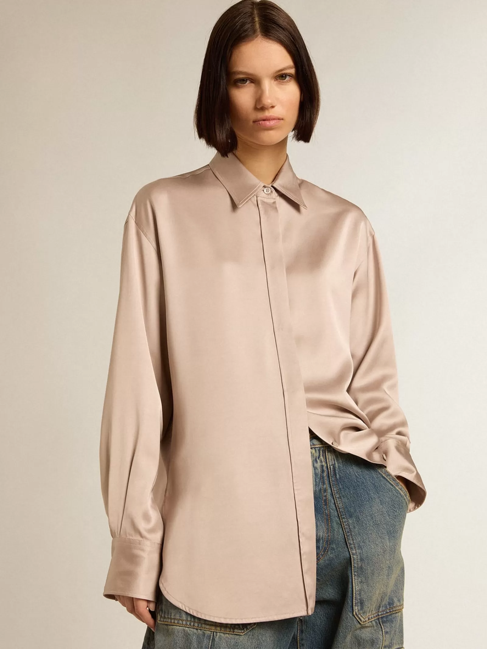 Chemise boyfriend en viscose rose poudré | Golden Goose Cheap