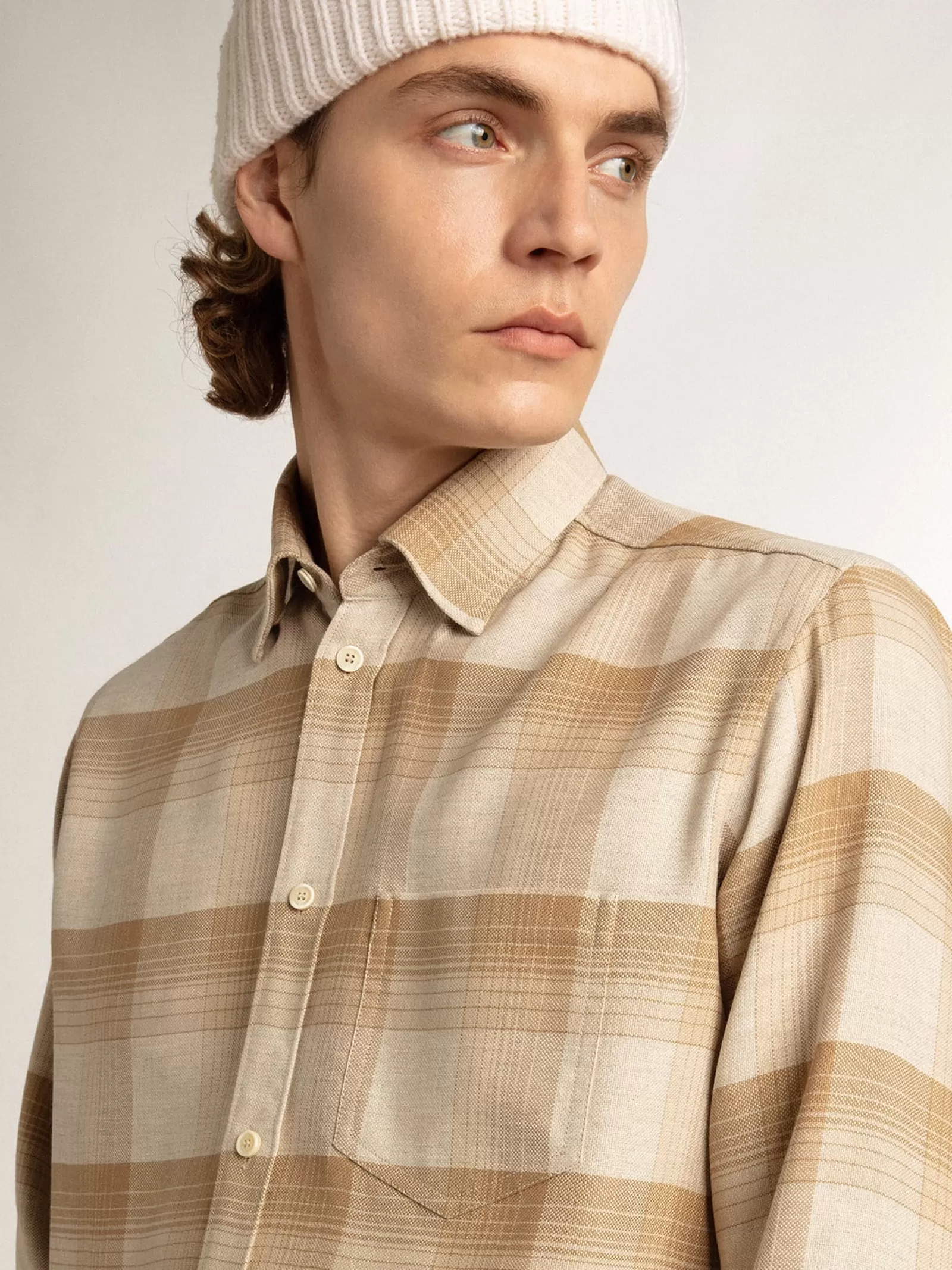 Chemise slim couleur poivre et sable foncé | Golden Goose Store