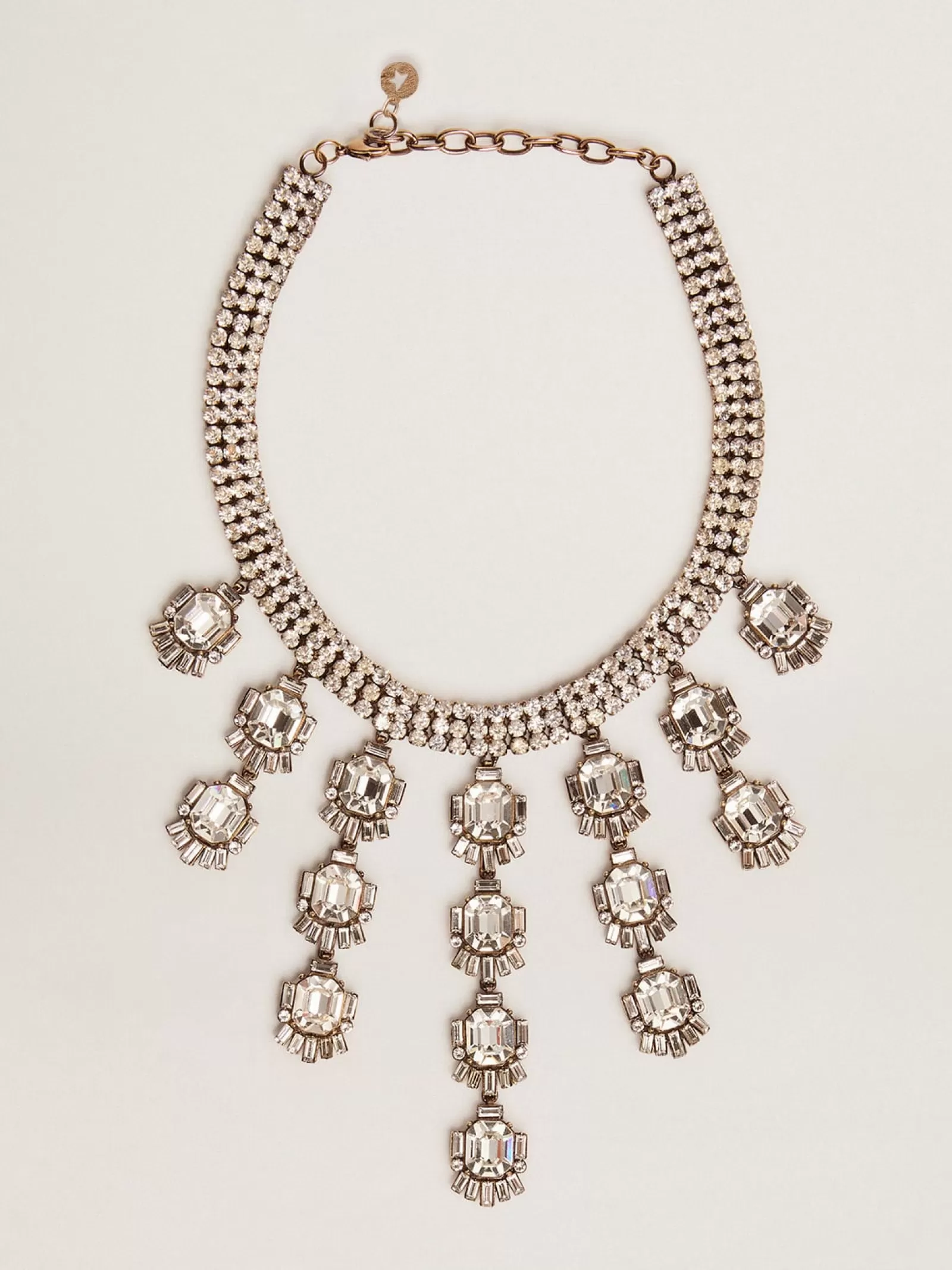 Collier femme couleur or ancien avec cristaux pendants | Golden Goose Store