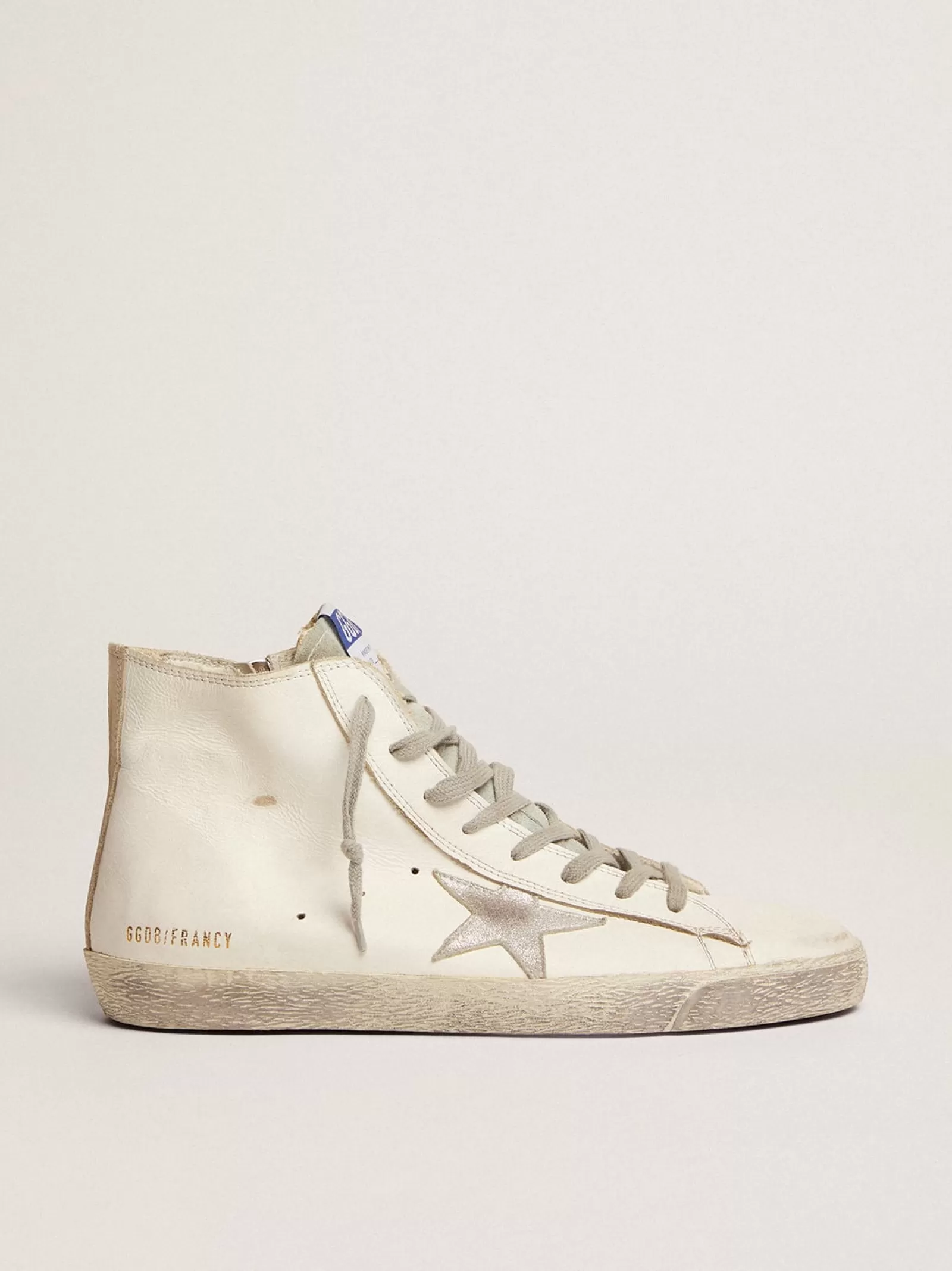 Francy homme en cuir avec étoile en daim argenté | Golden Goose Online