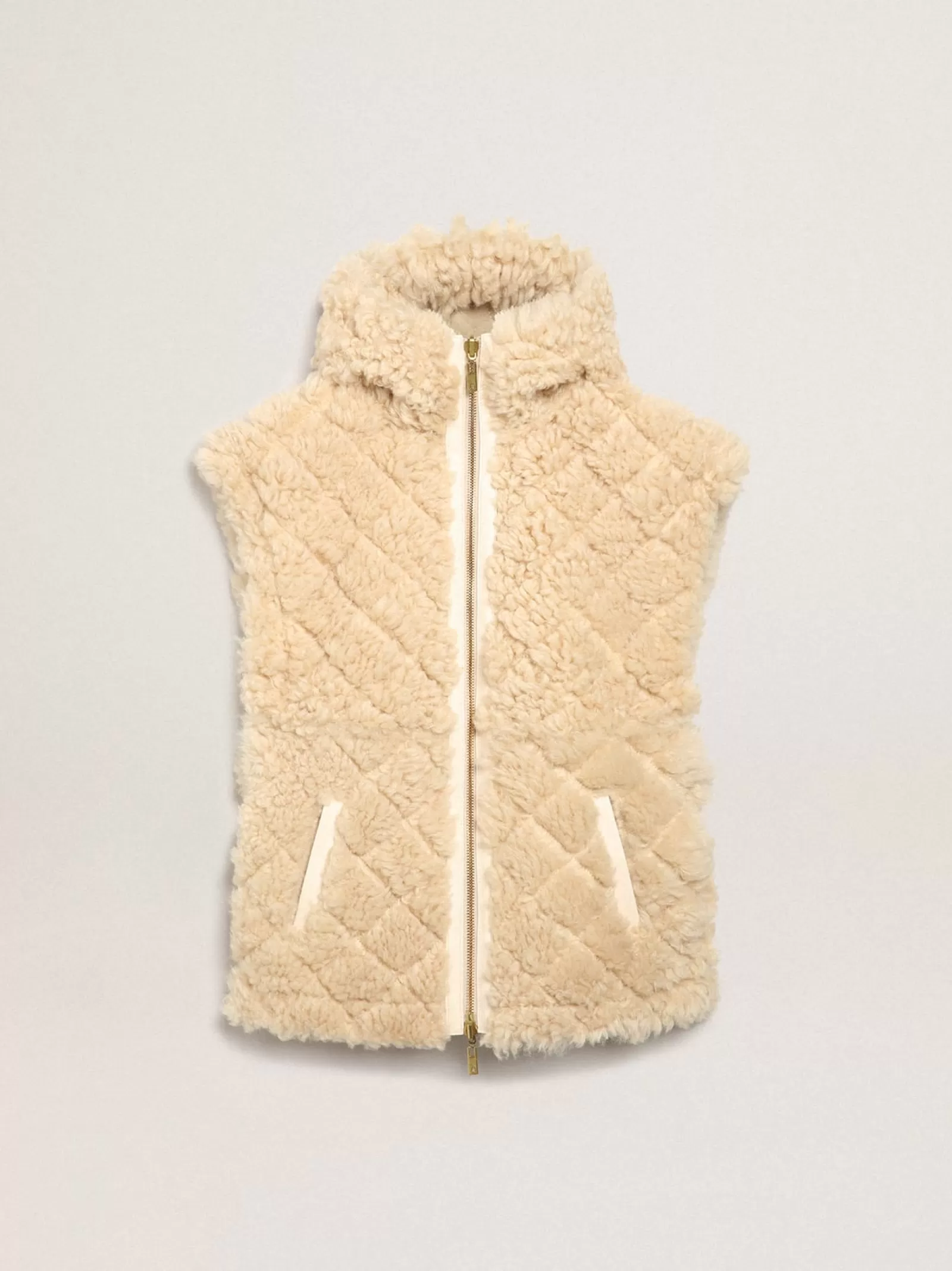 Gilet femme écru en mouton double face | Golden Goose Sale