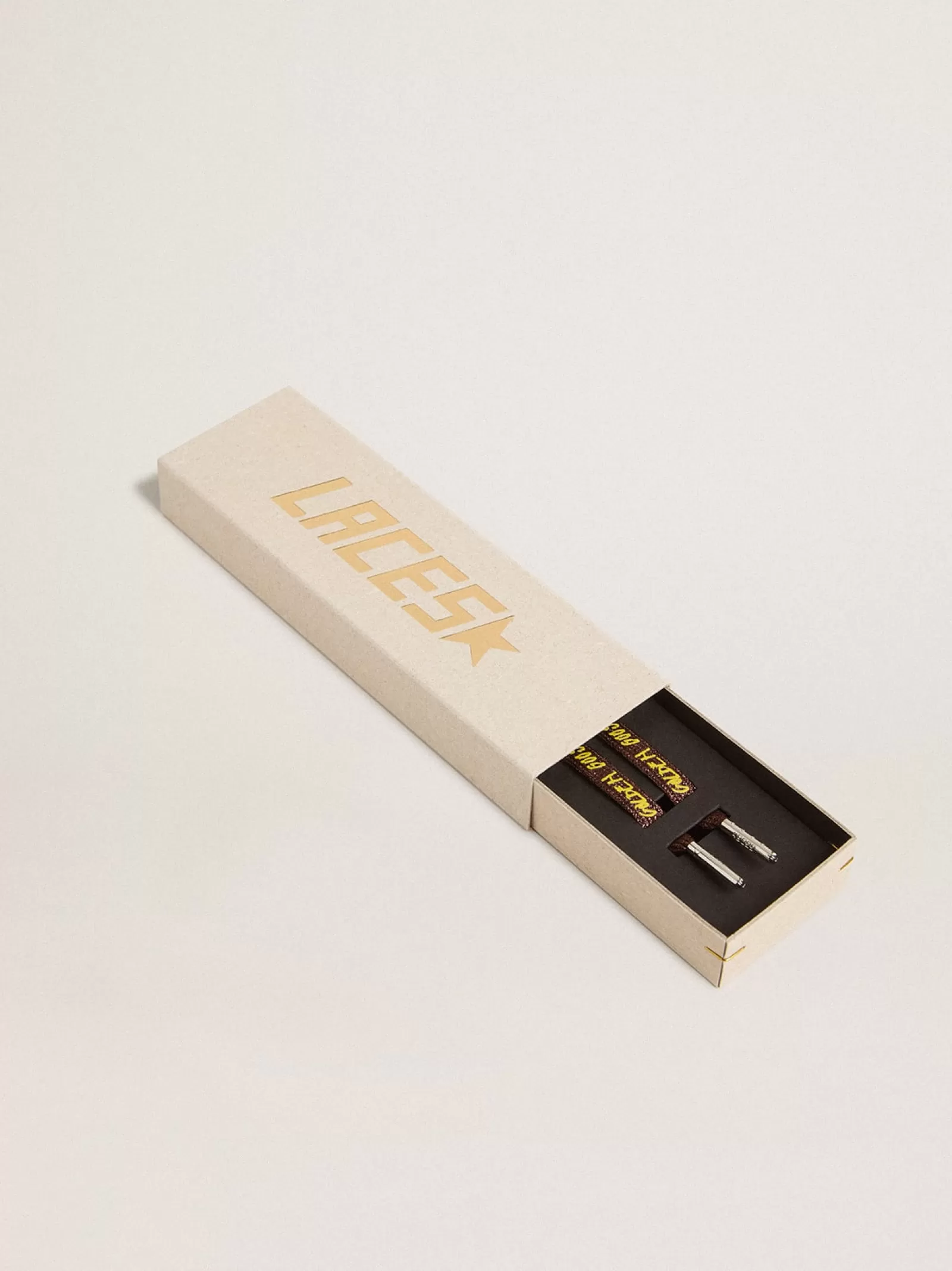 Lacets à paillettes bordeaux avec inscription jaune /VCE en contraste | Golden Goose Flash Sale