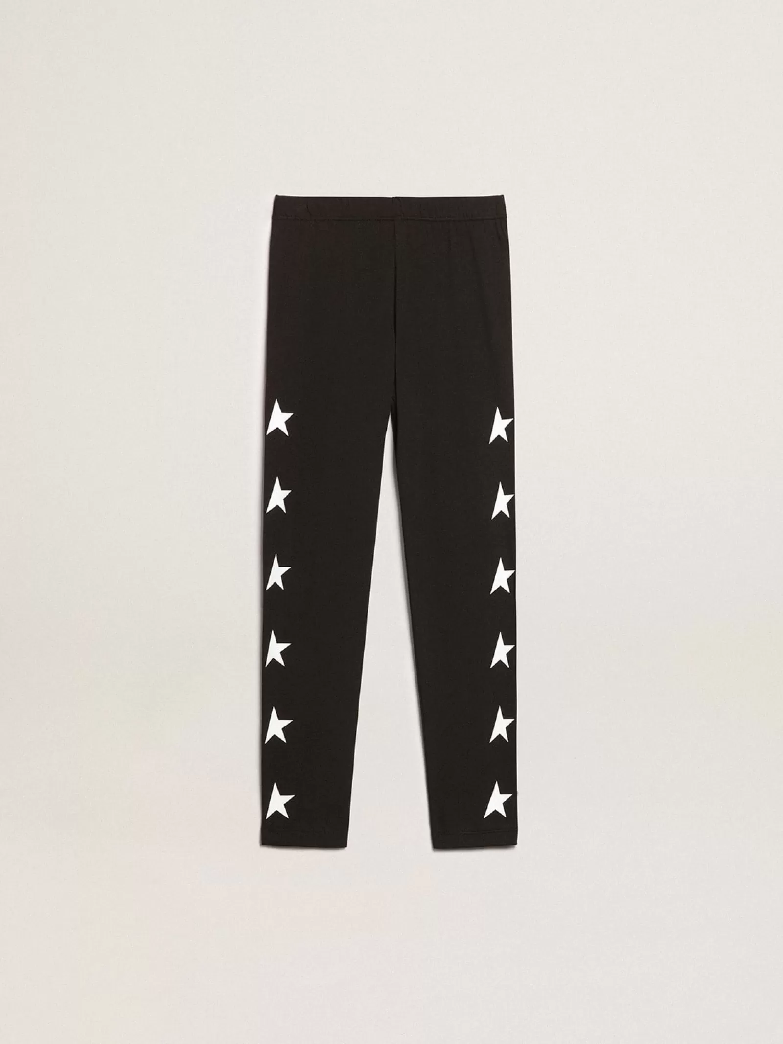 Legging noir fille avec étoiles blanches sur les côtés | Golden Goose Sale