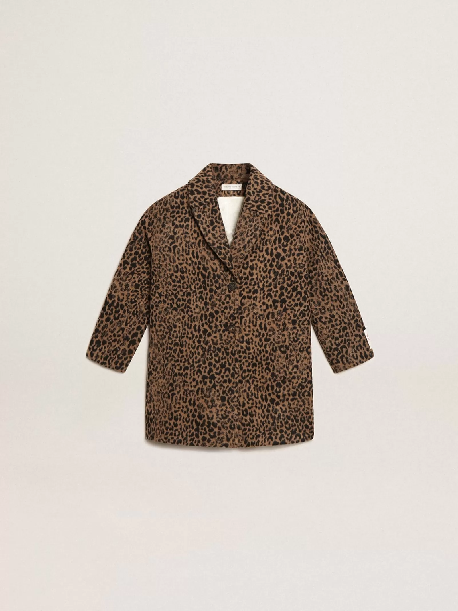 Manteau droit pour fille en laine avec motif animalier jacquard | Golden Goose Best
