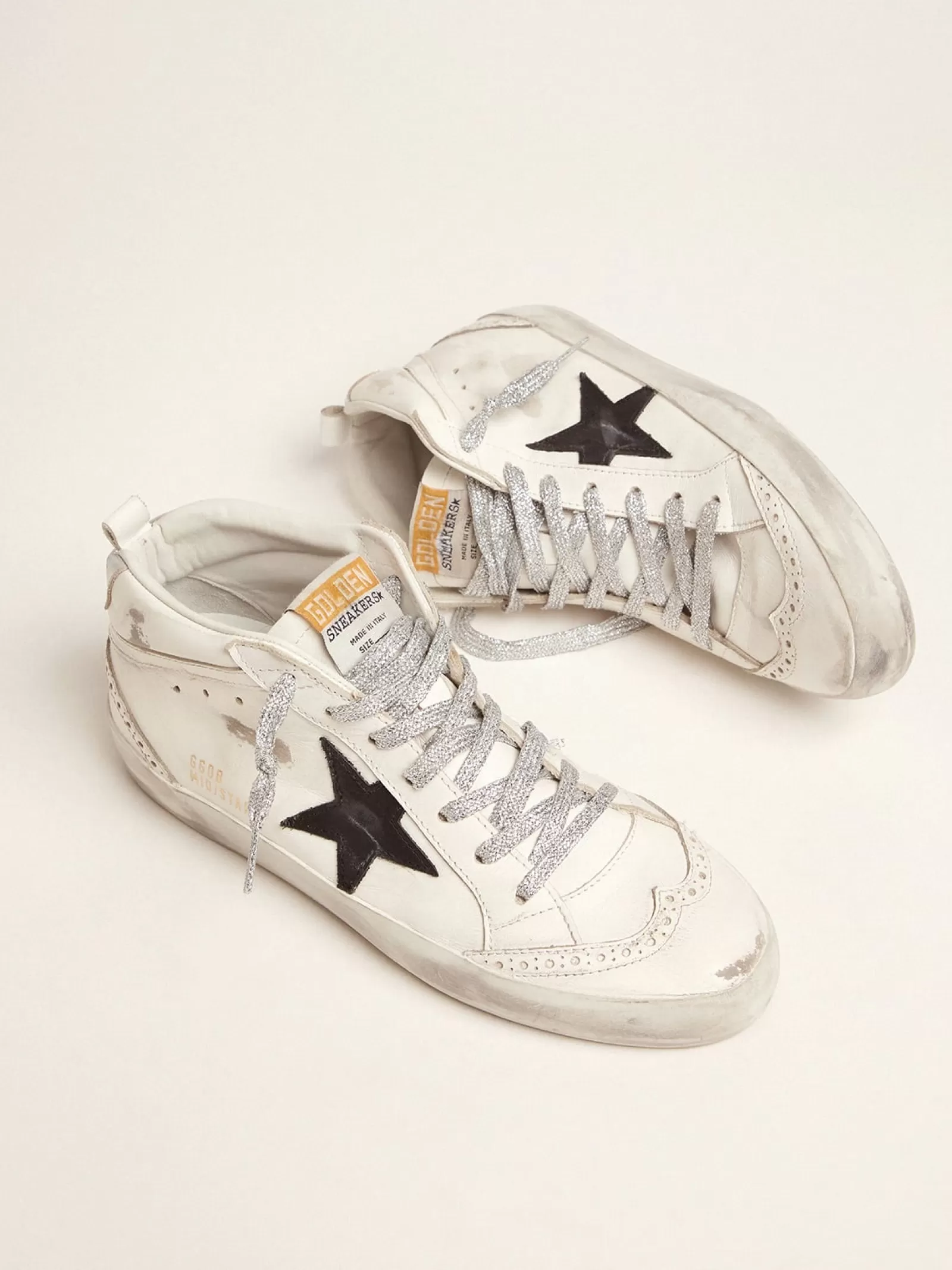 Mid-Star femme avec contrefort lamé et lacets pailletés | Golden Goose Clearance