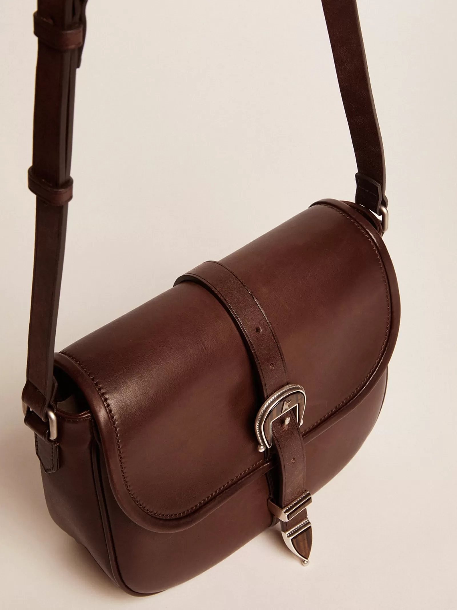 Moyen sac Rodeo Bag en cuir marron foncé | Golden Goose Discount