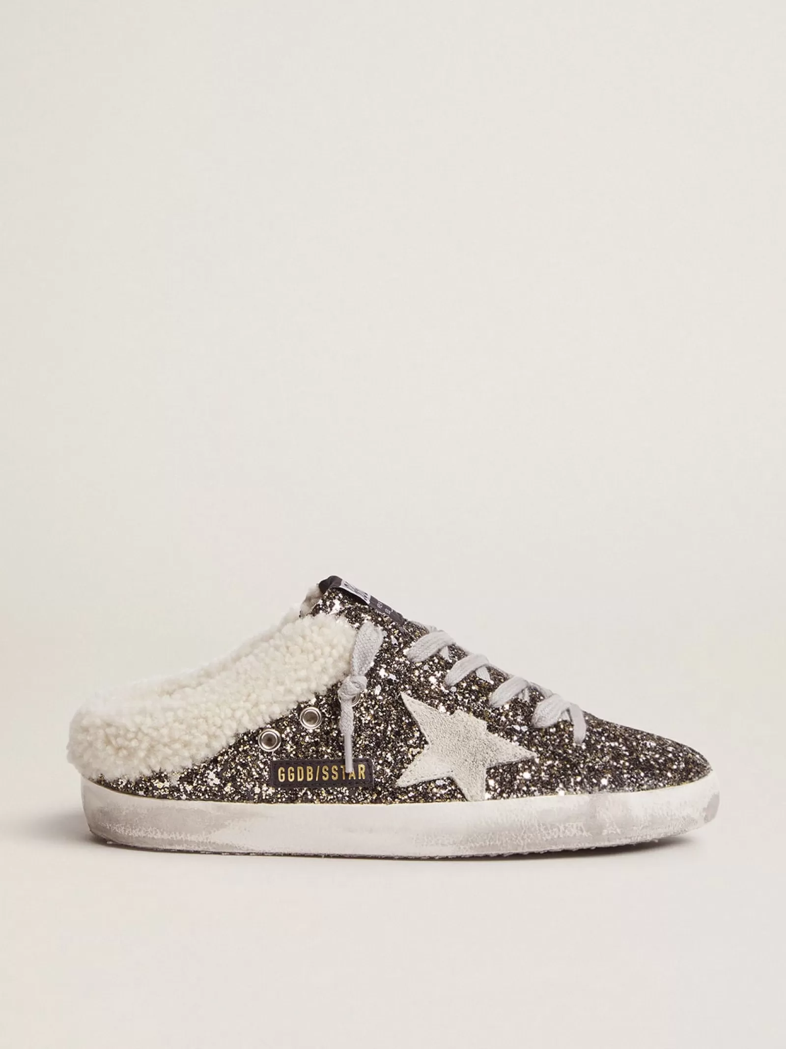 Mules Super-Star femme à paillettes et intérieur en shearling | Golden Goose Outlet