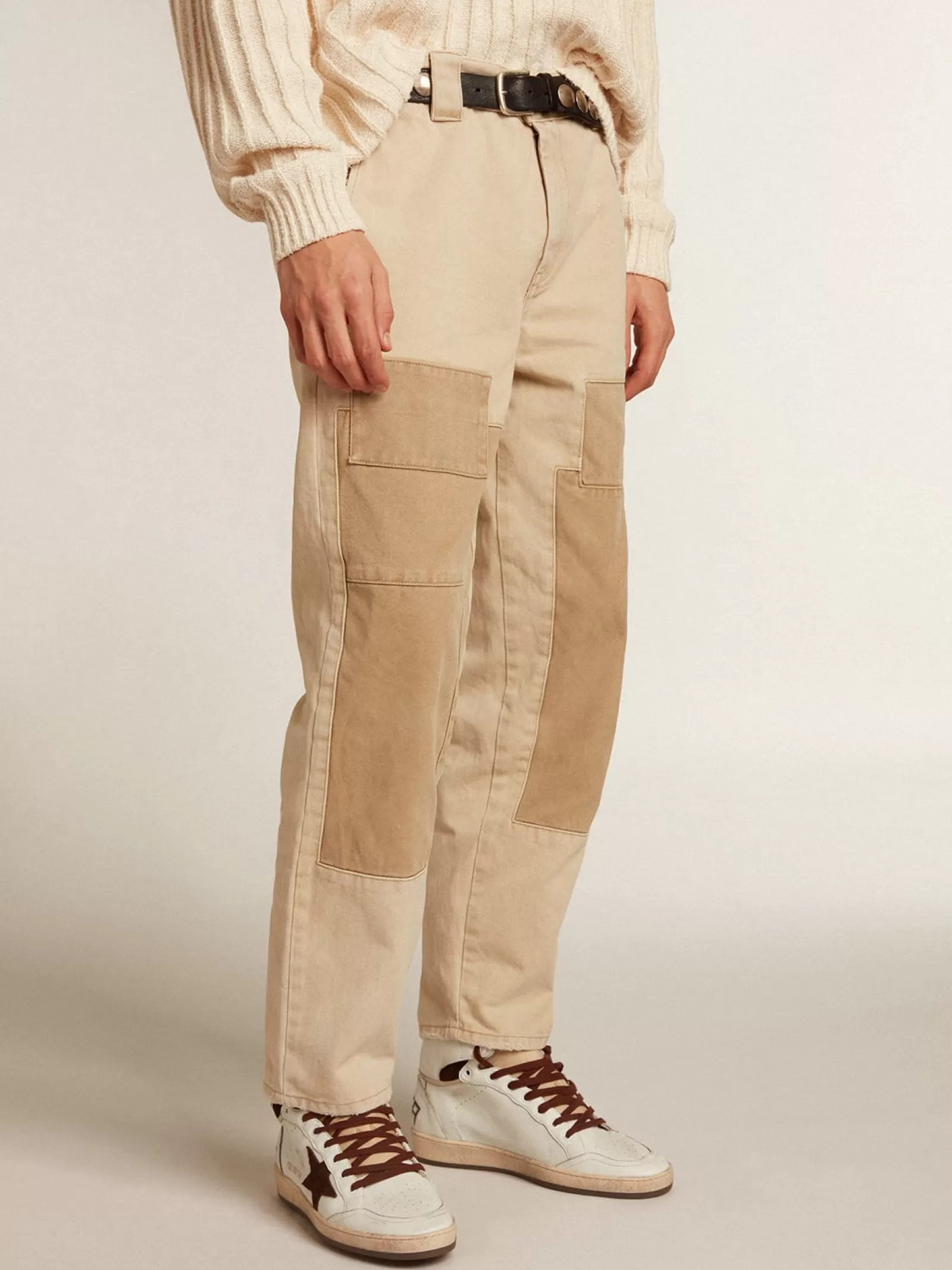 Pantalon aux différentes teintes de beige en coton | Golden Goose Flash Sale