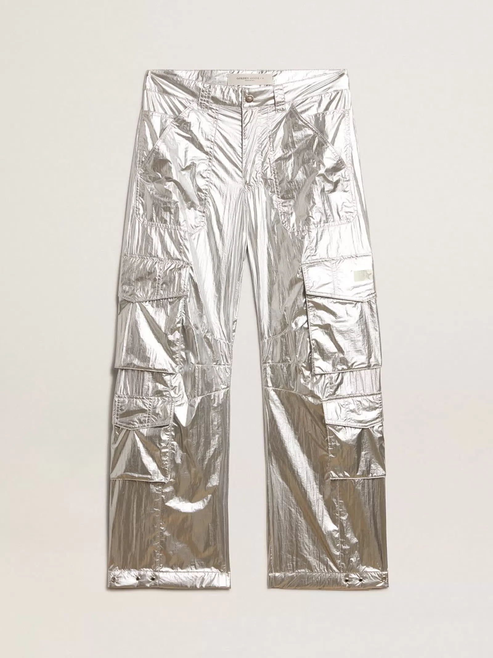 Pantalon cargo pour homme en tissu technique argenté | Golden Goose Hot
