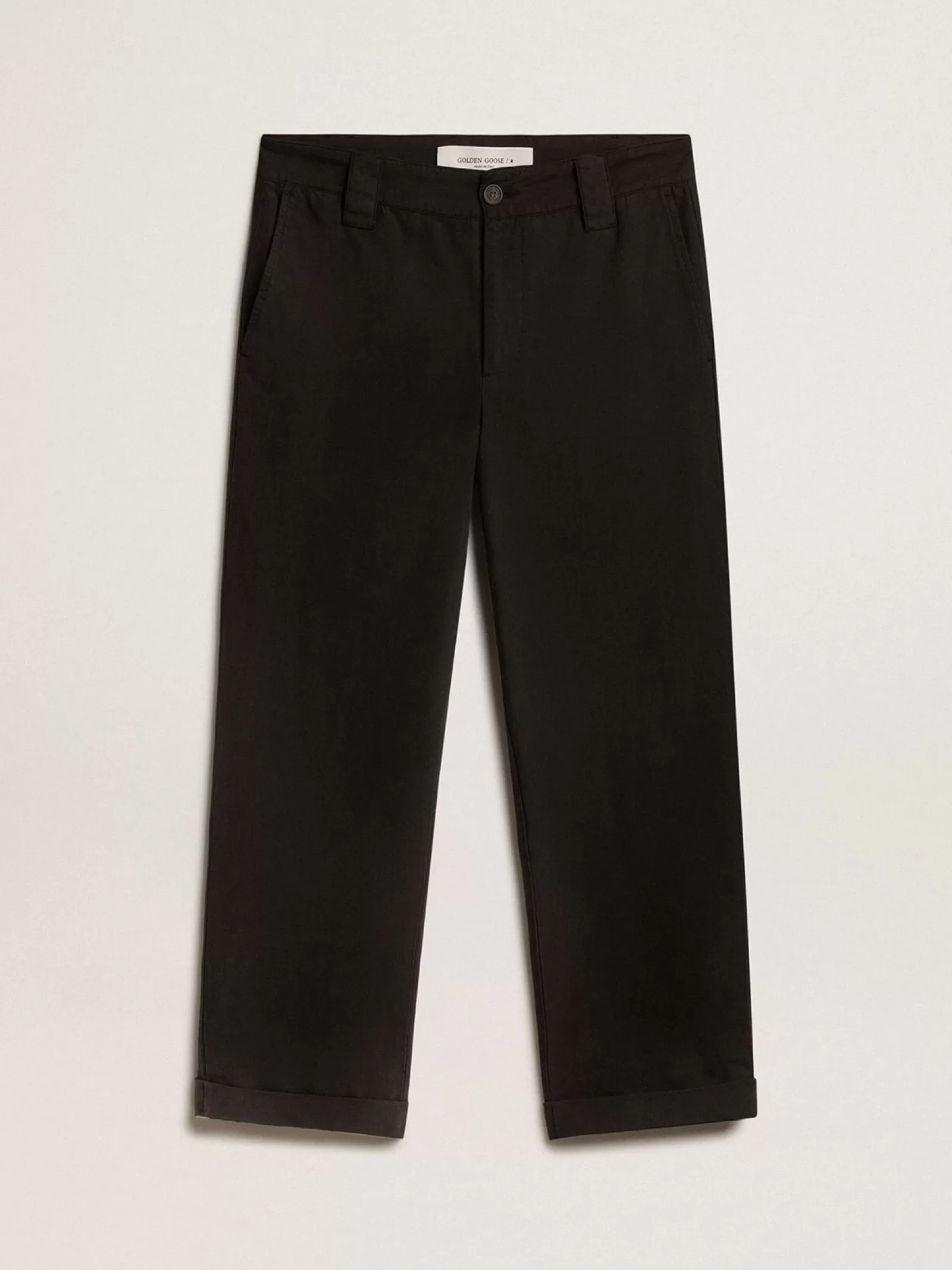 Pantalon chino noir en gabardine de coton | Golden Goose Fashion