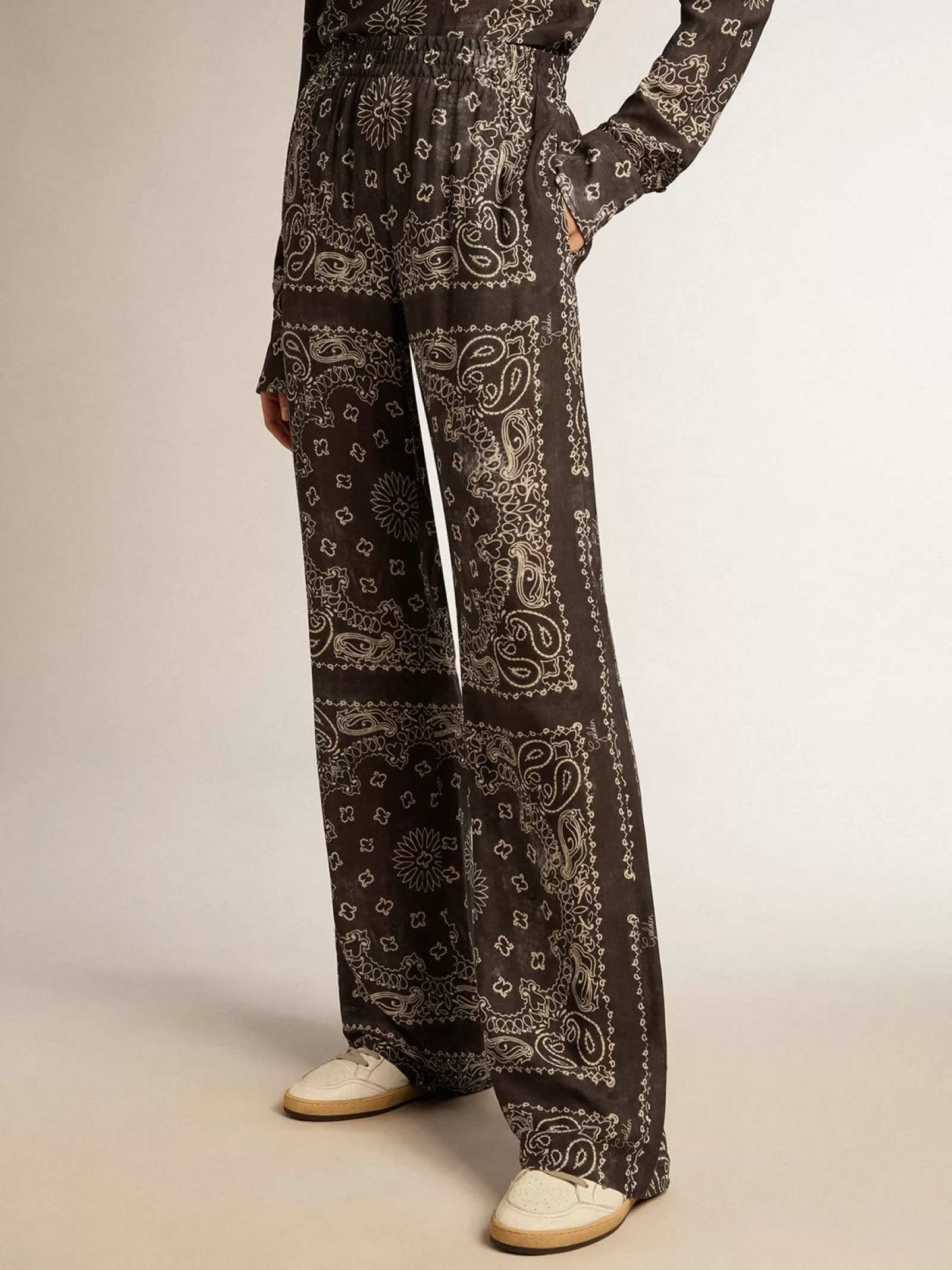 Pantalon de jogging anthracite à imprimé paisley | Golden Goose Fashion