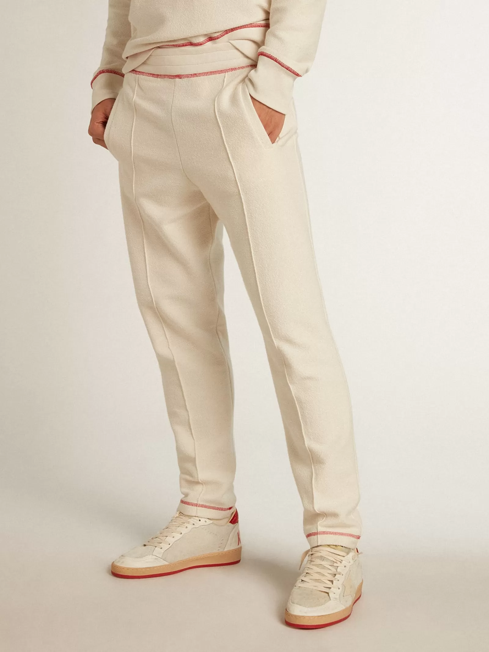 Pantalon de jogging blanc caractéristique homme avec logo CNY | Golden Goose Clearance