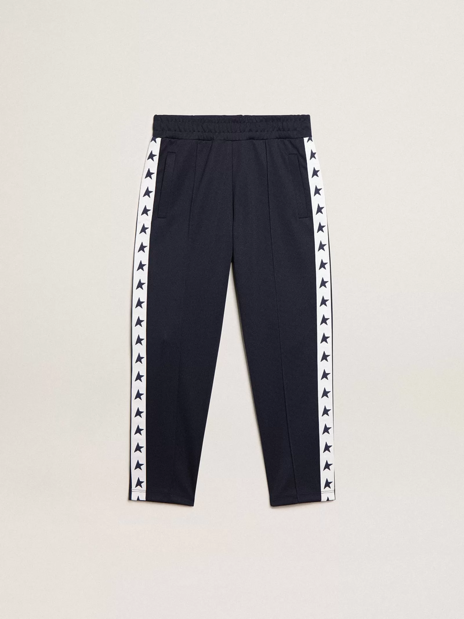 Pantalon de jogging bleu foncé avec ruban blanc et étoiles contrastées | Golden Goose Best