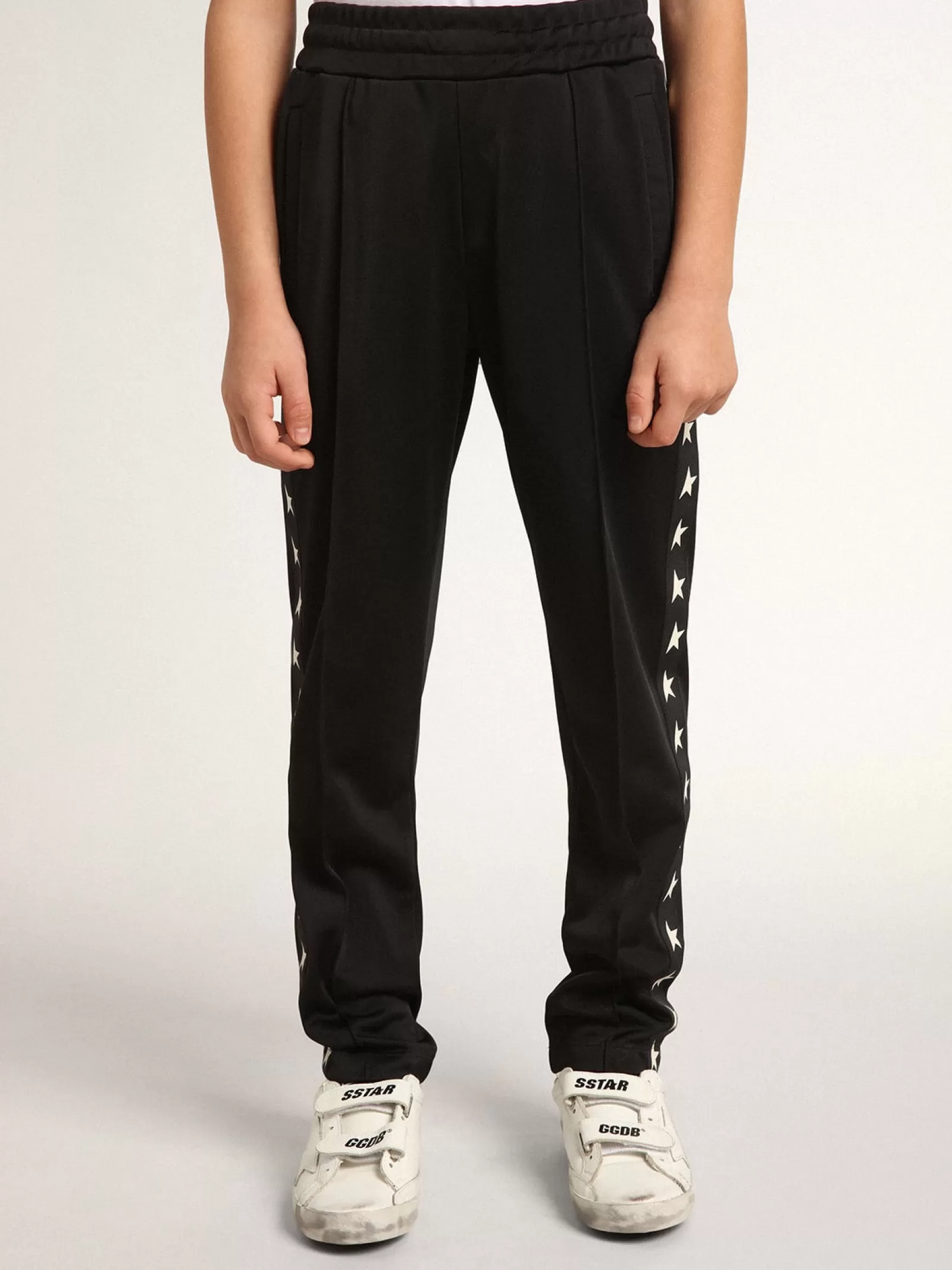 Pantalon de jogging noir avec étoiles blanches contrastées | Golden Goose Clearance