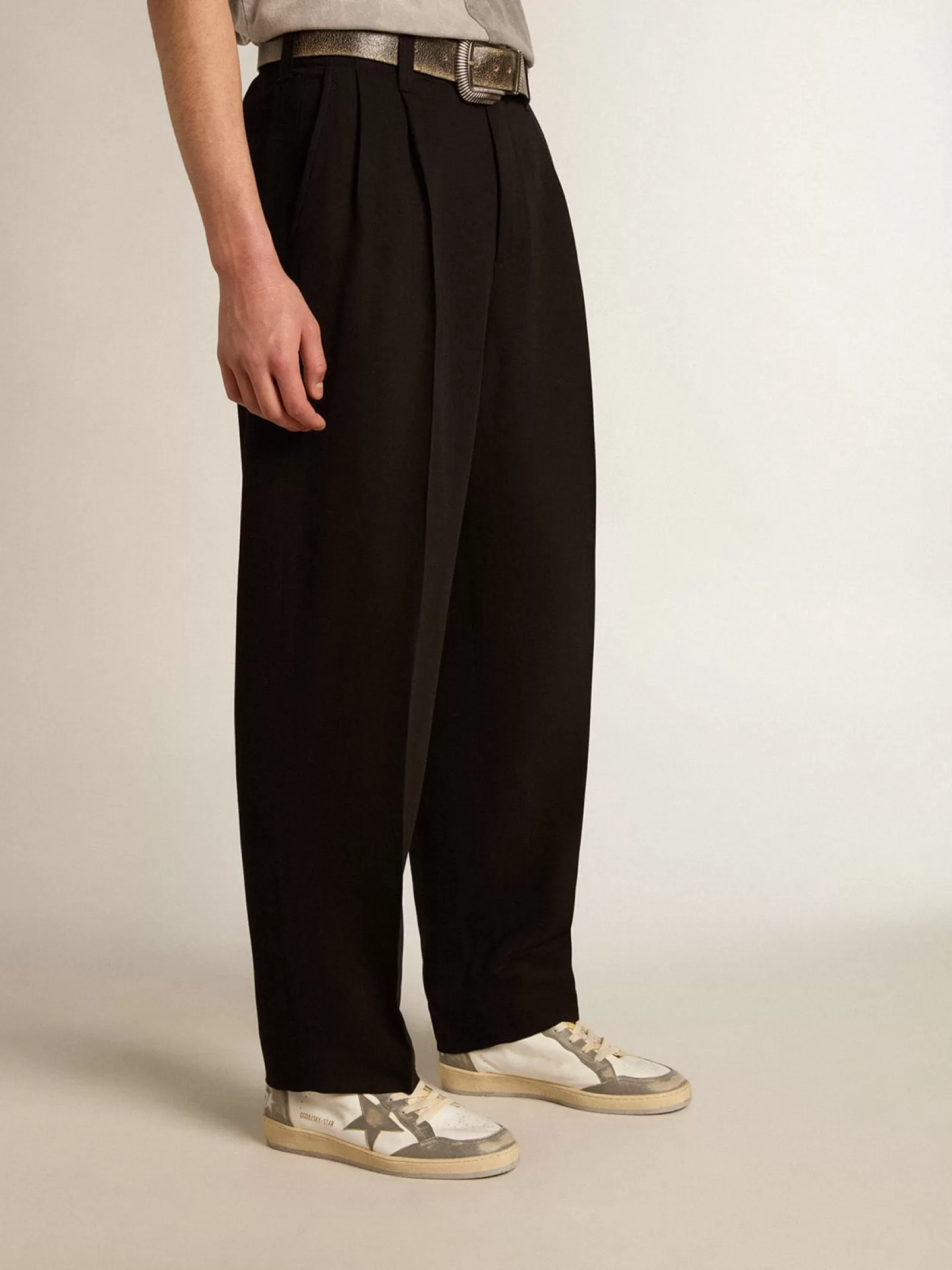 Pantalon noir en mélange de laine et de viscose | Golden Goose Clearance