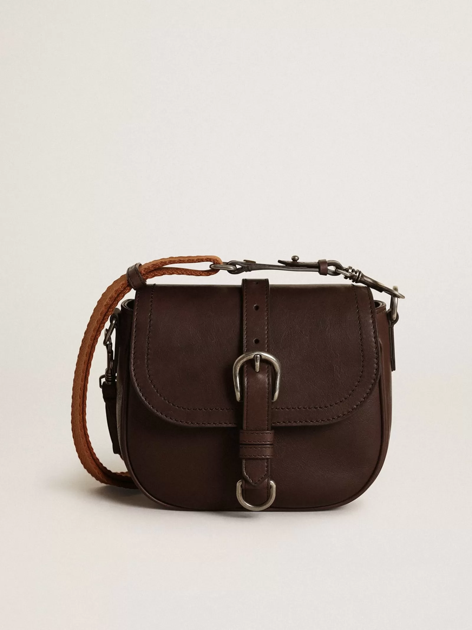 Petit sac Francis Bag femme en cuir marron foncé | Golden Goose New