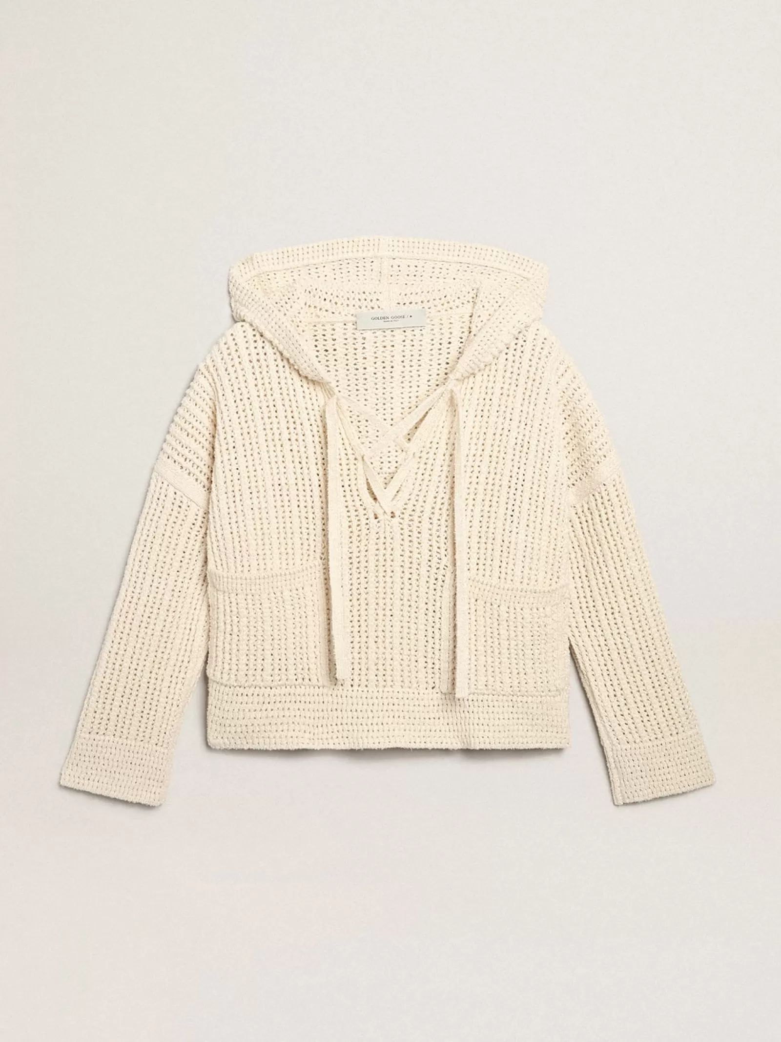 Pull à capuche en coton couleur papyrus | Golden Goose Outlet