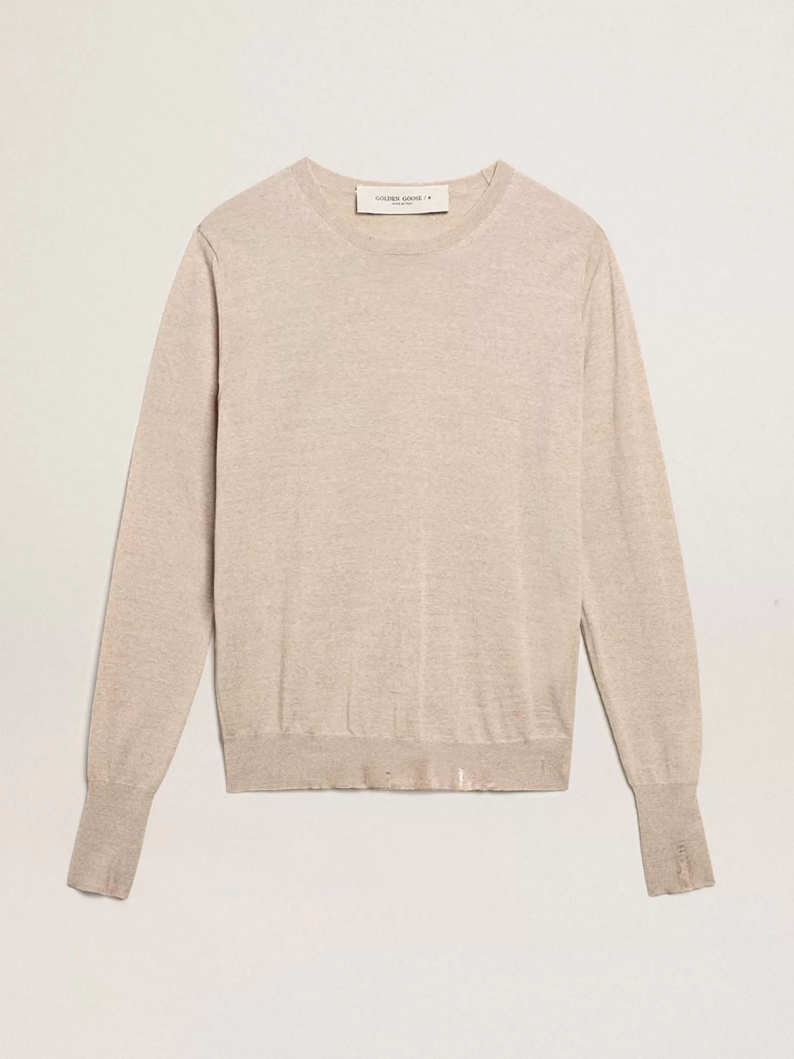 Pull femme en laine mérinos marron clair | Golden Goose Clearance