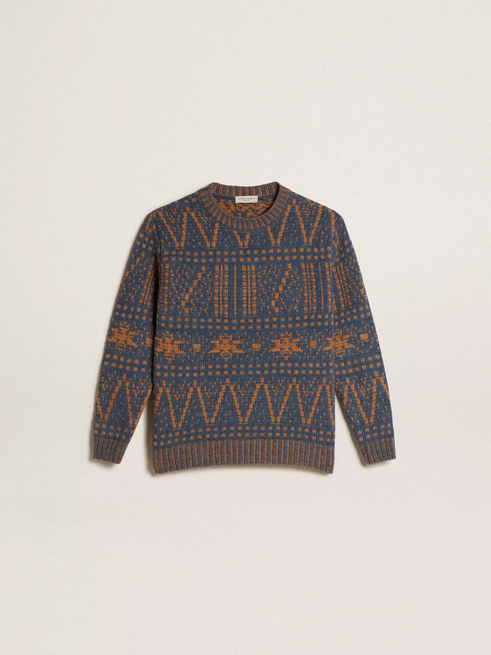 Pull ras-du-cou bleu pour garçon avec motif Fair Isle | Golden Goose Sale