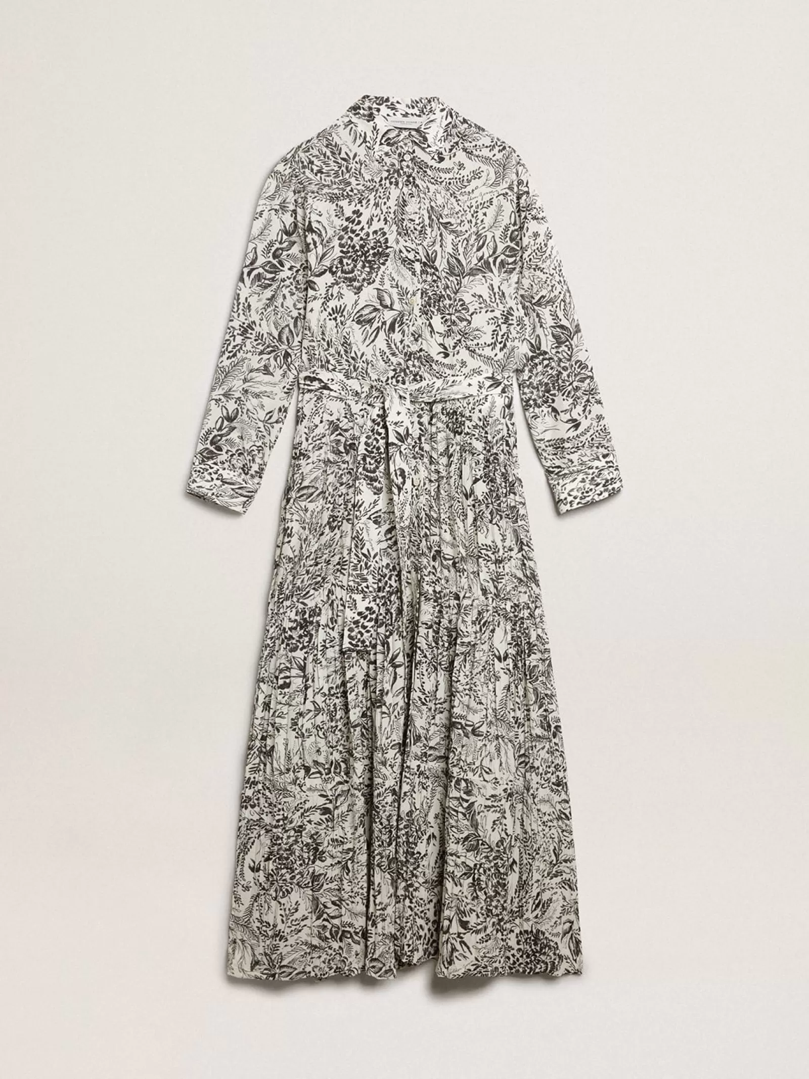 Robe blanche avec imprimé toile de Jouy noir | Golden Goose Fashion