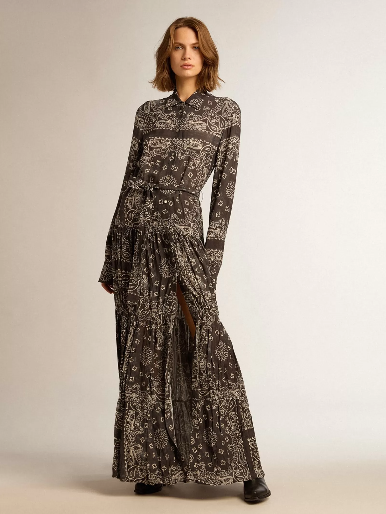 Robe chemisier anthracite à imprimé paisley | Golden Goose Best Sale