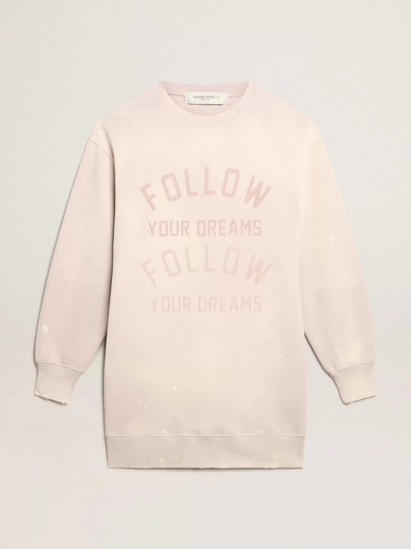 Robe sweat-shirt rose pâle avec traitement effet usé | Golden Goose Sale