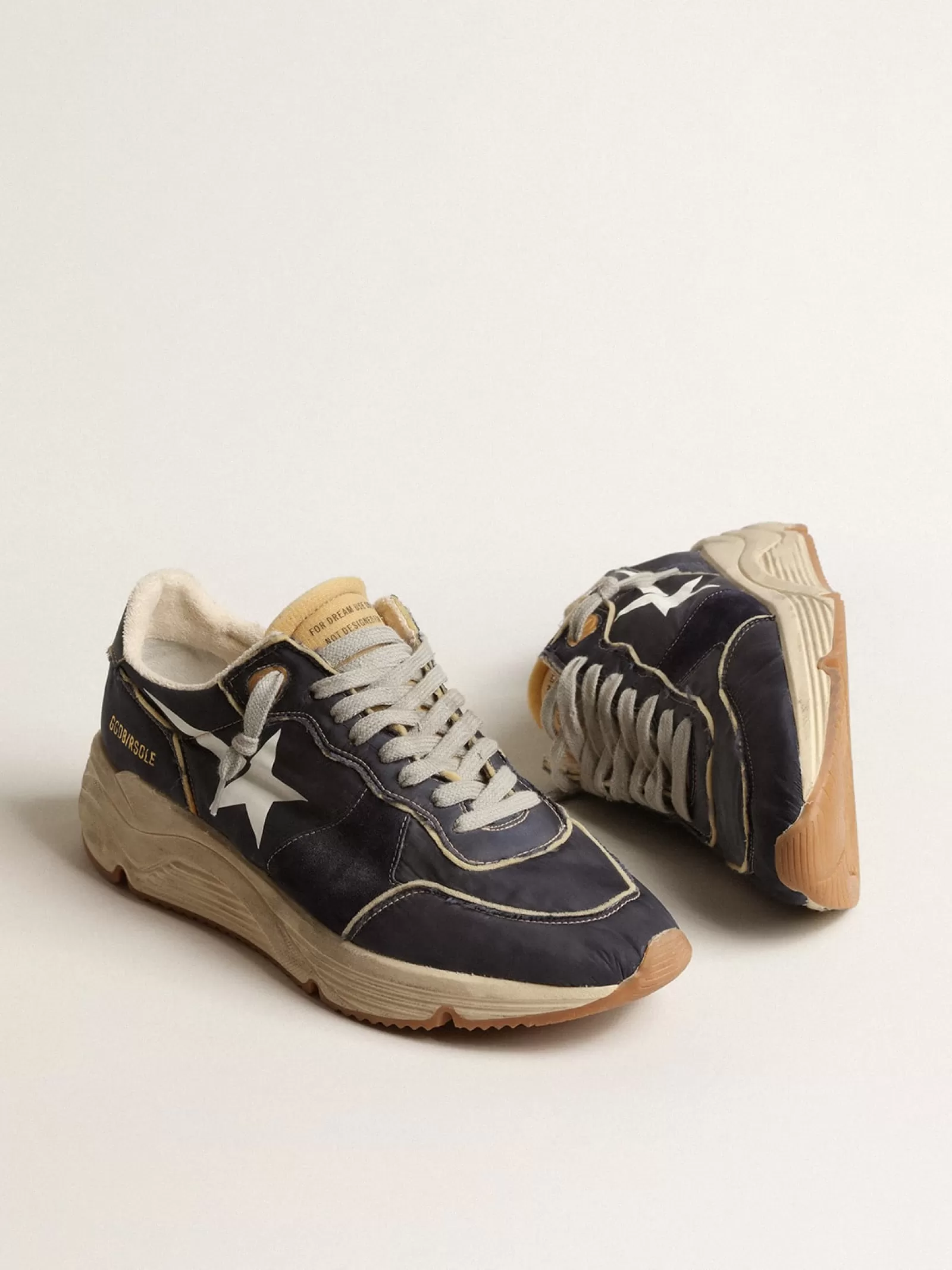 Running Sole en nylon bleu avec étoile imprimée blanche | Golden Goose Shop