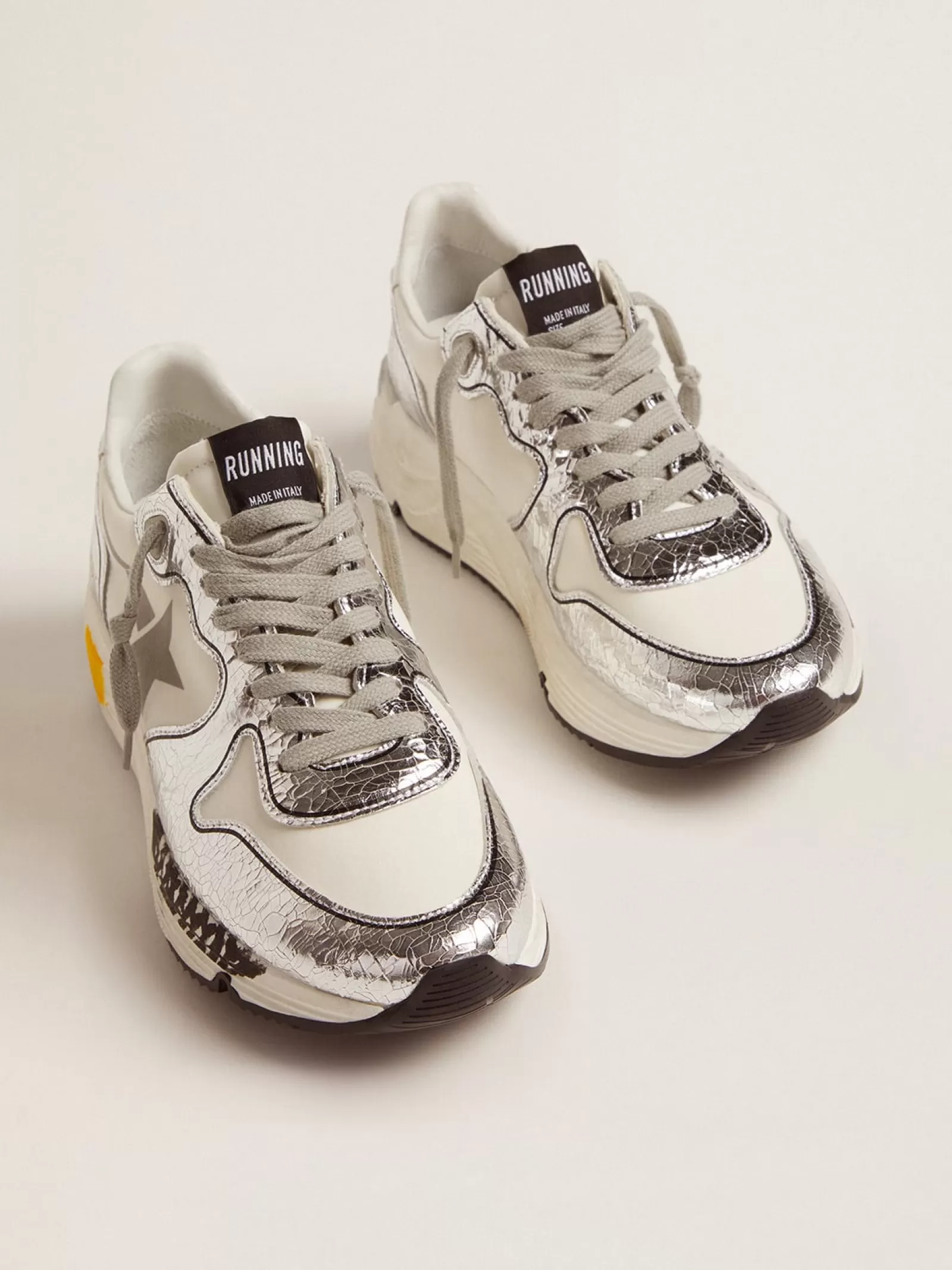 Running Sole femme blanches et argentées | Golden Goose Hot