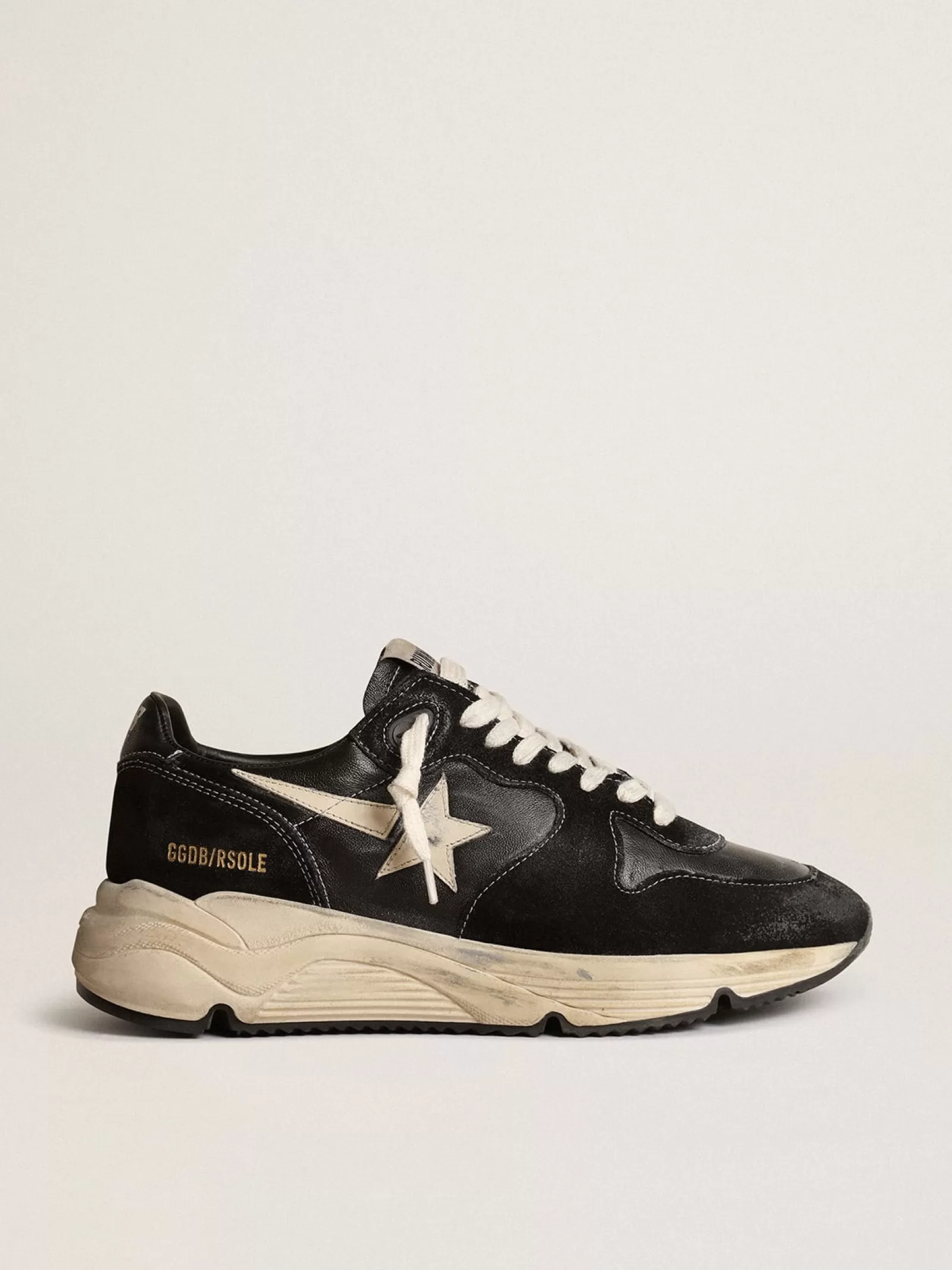 Running Sole femme en nappa et daim noirs | Golden Goose Best Sale