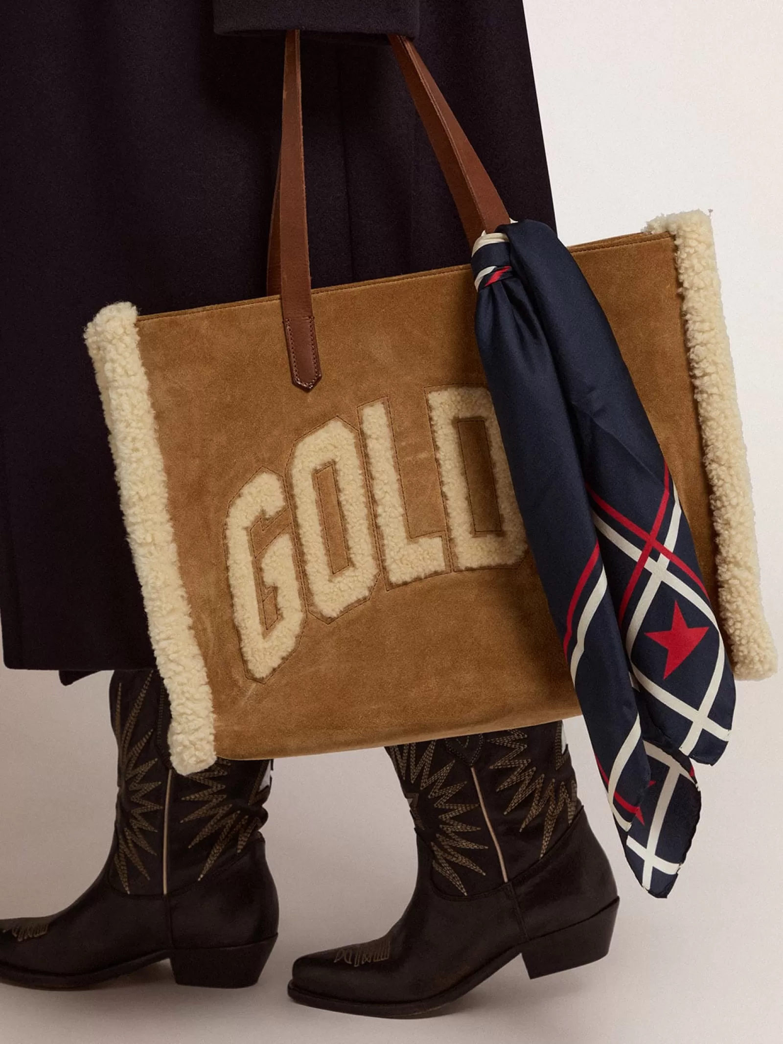 Sac California Bag East-West en daim et shearling | Golden Goose Discount