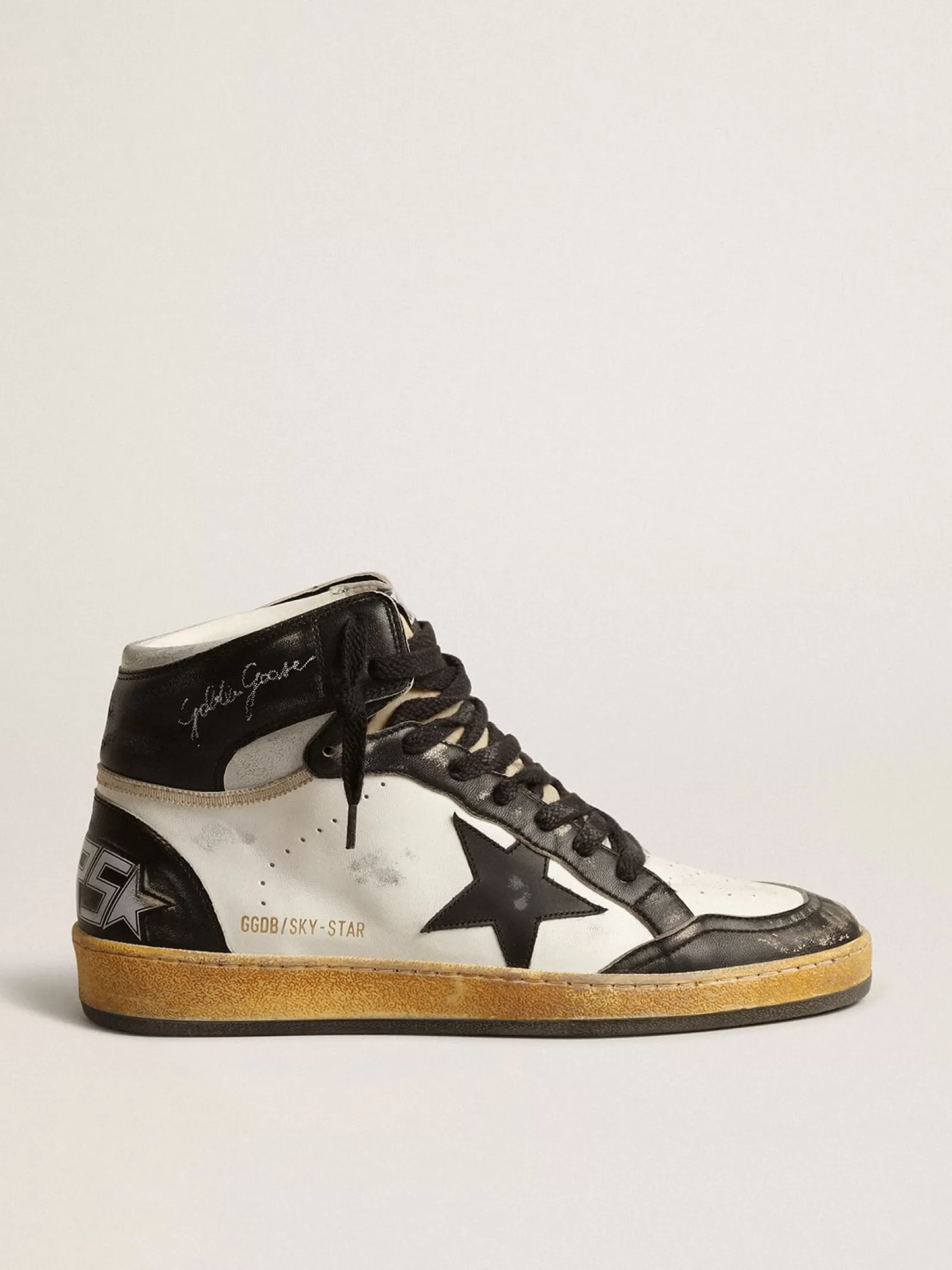 Sky-Star en nappa blanc avec étoile en cuir noir | Golden Goose Cheap