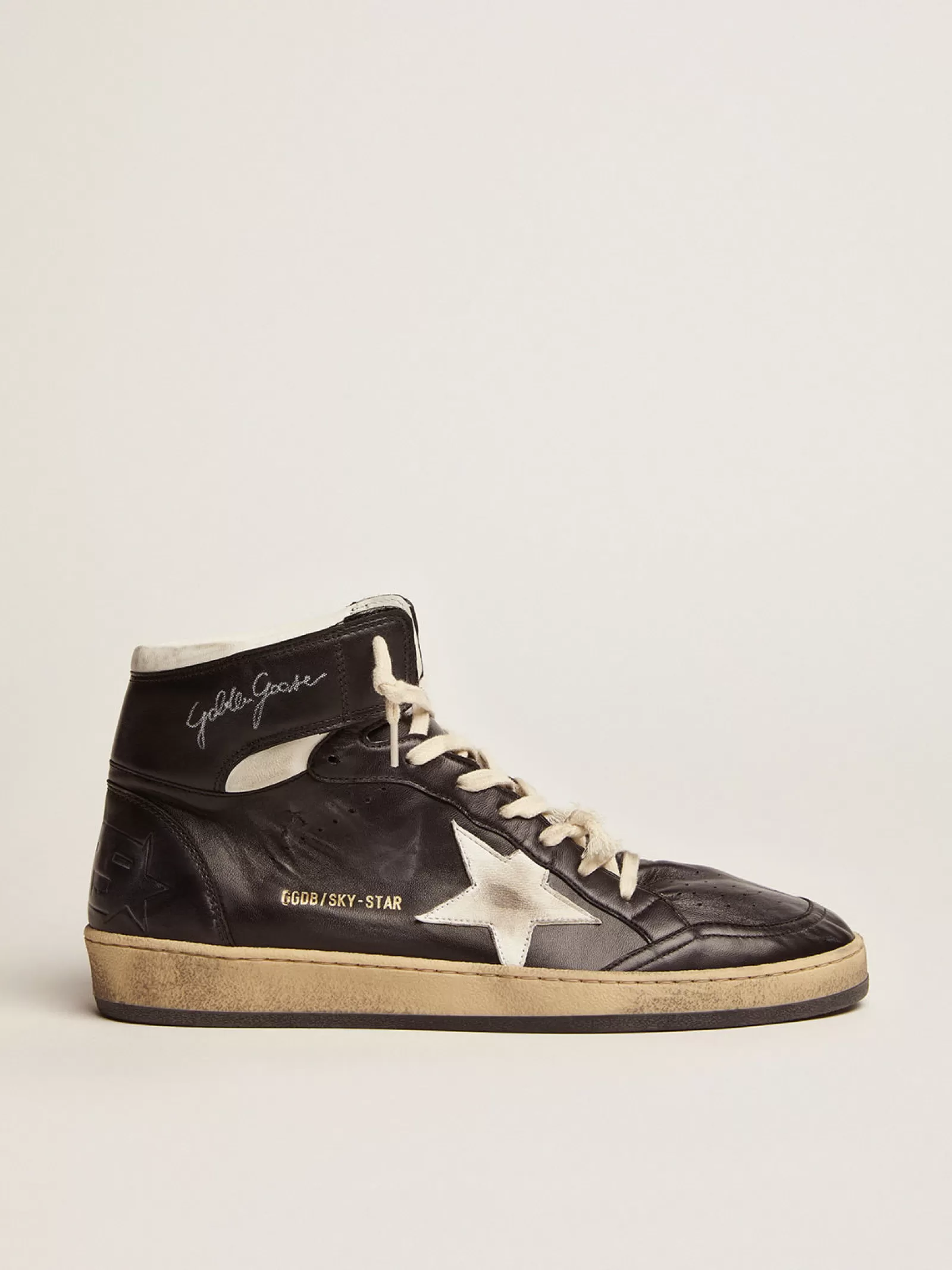 Sky-Star homme en nappa noir avec étoile blanche | Golden Goose Shop