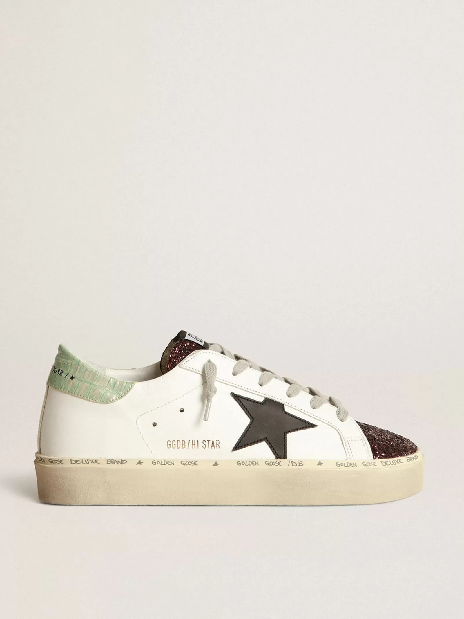 Sneakers Hi-Star blanches avec empiècement pailleté et étoile noire | Golden Goose Best