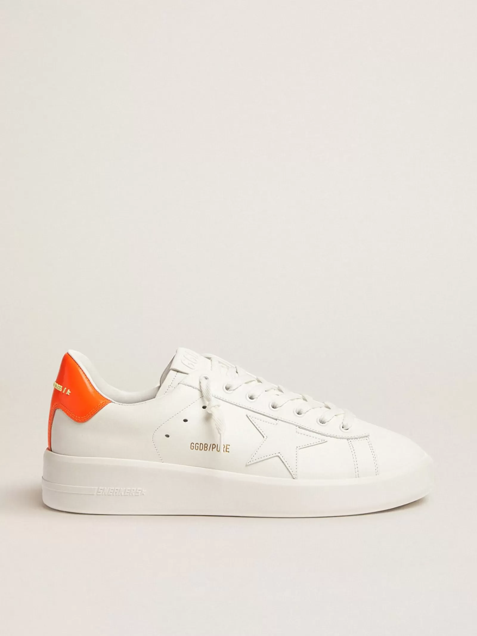 Sneakers Purestar blanches avec contrefort orange fluo | Golden Goose Outlet