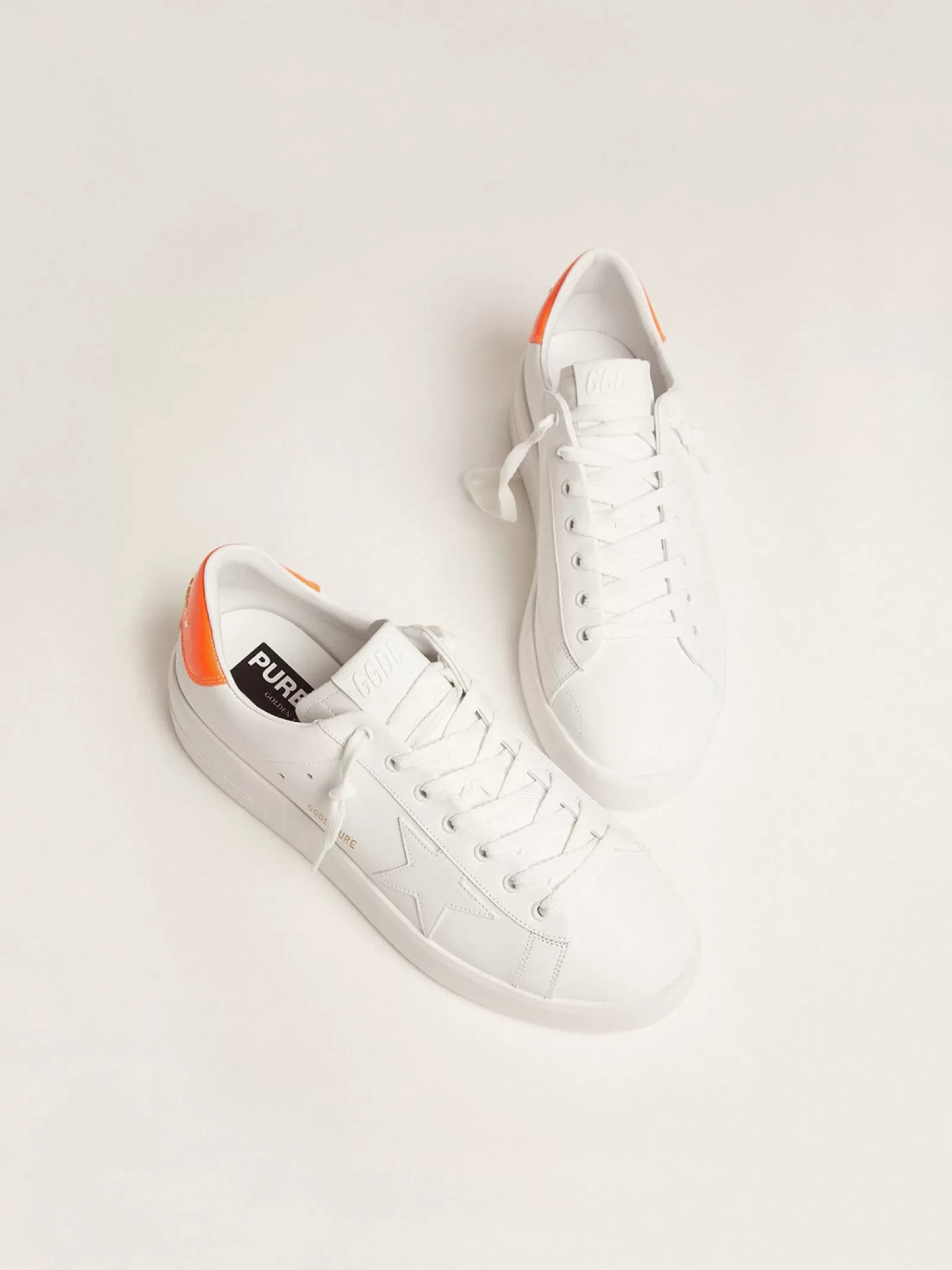 Sneakers Purestar blanches avec contrefort orange fluo | Golden Goose Outlet