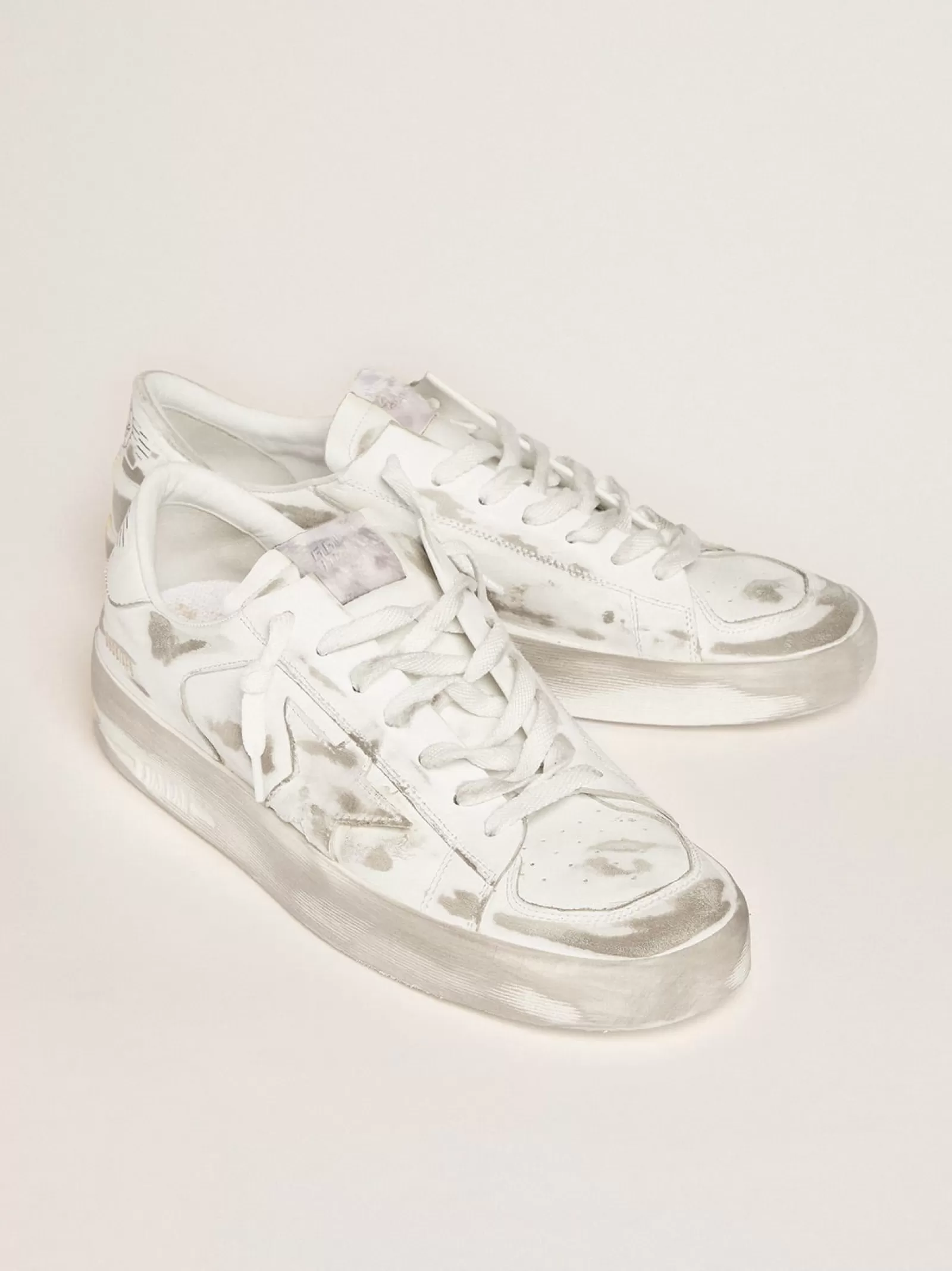 Sneakers Stardan blanches en cuir effet usé | Golden Goose Cheap