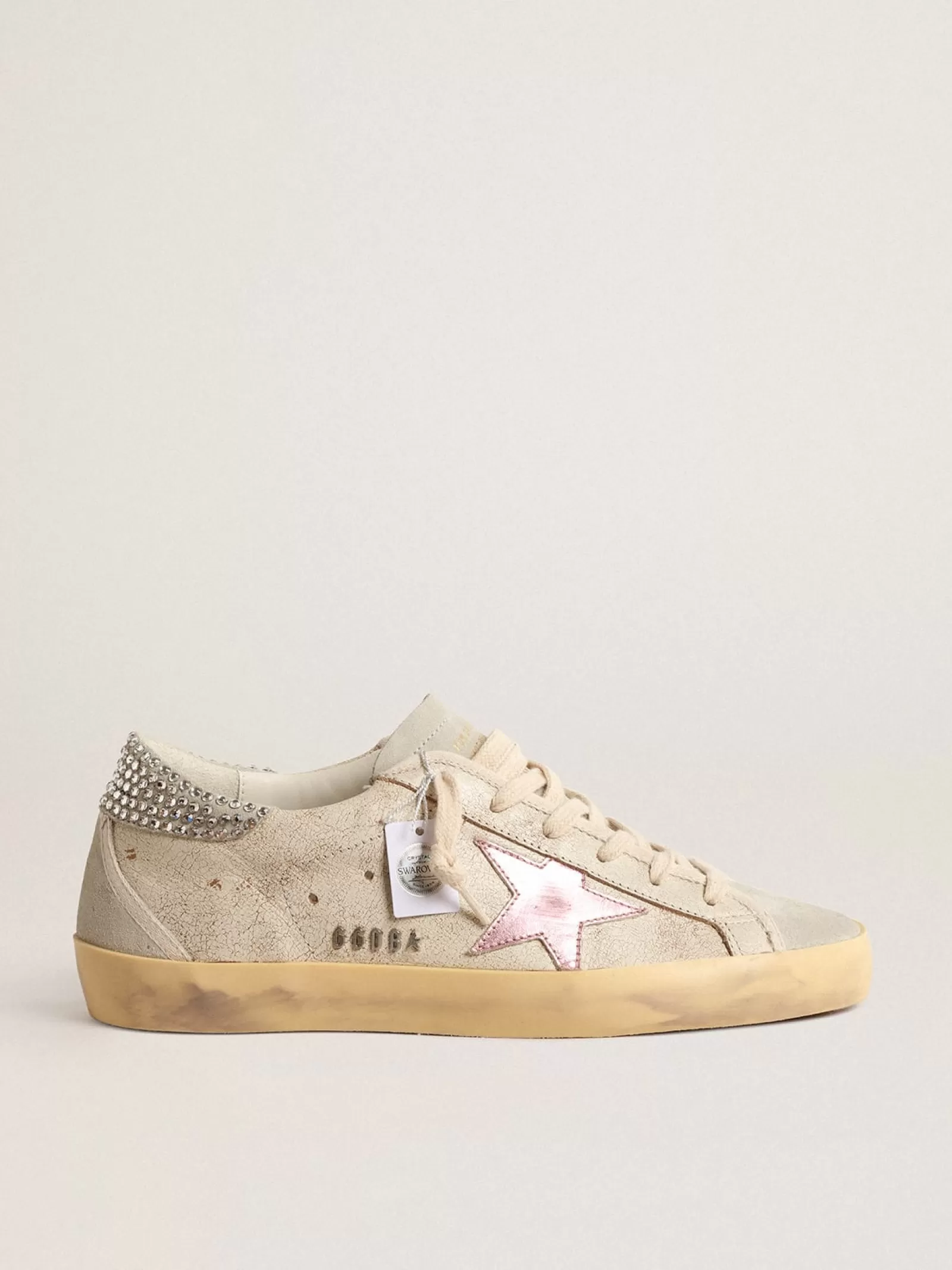 Super-Star LTD écrues avec contrefort en cristaux Swarovski | Golden Goose Best Sale