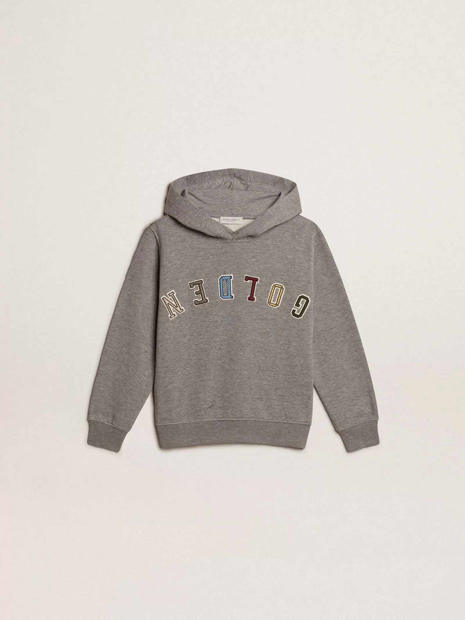 Sweat-shirt à capuche pour garçon en coton gris | Golden Goose Sale