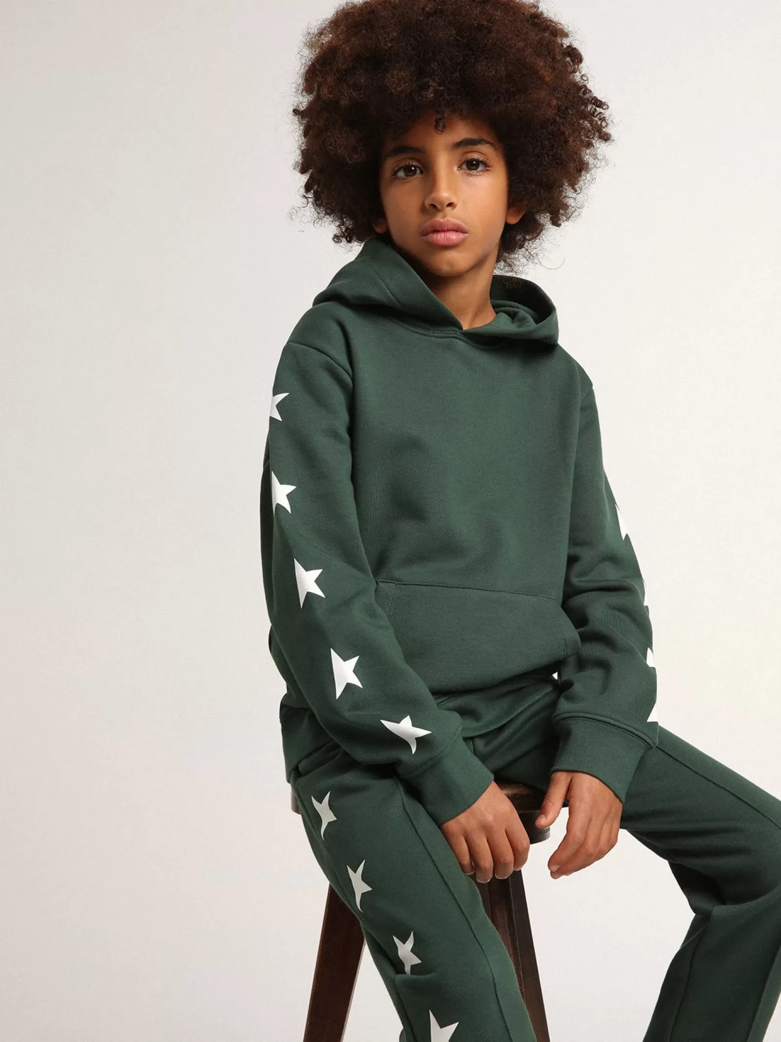 Sweat-shirt à capuche vert brillant | Golden Goose New