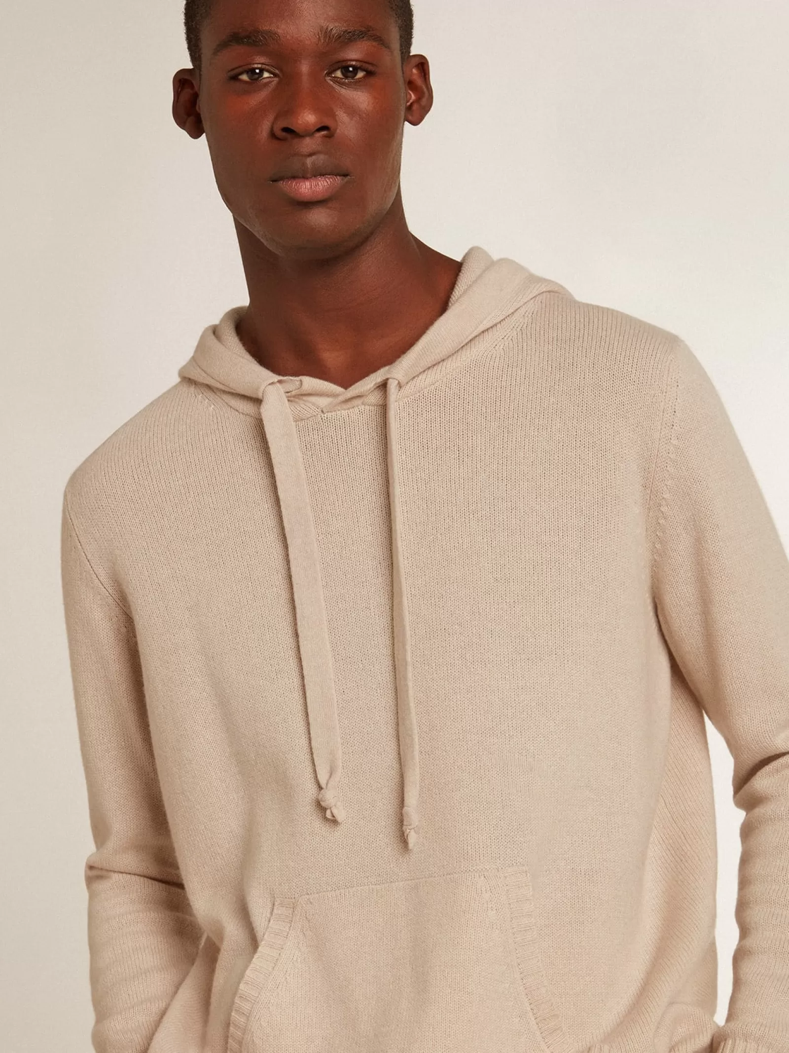 Sweat-shirt blanc pour homme en cachemire mélangé avec capuche | Golden Goose Cheap